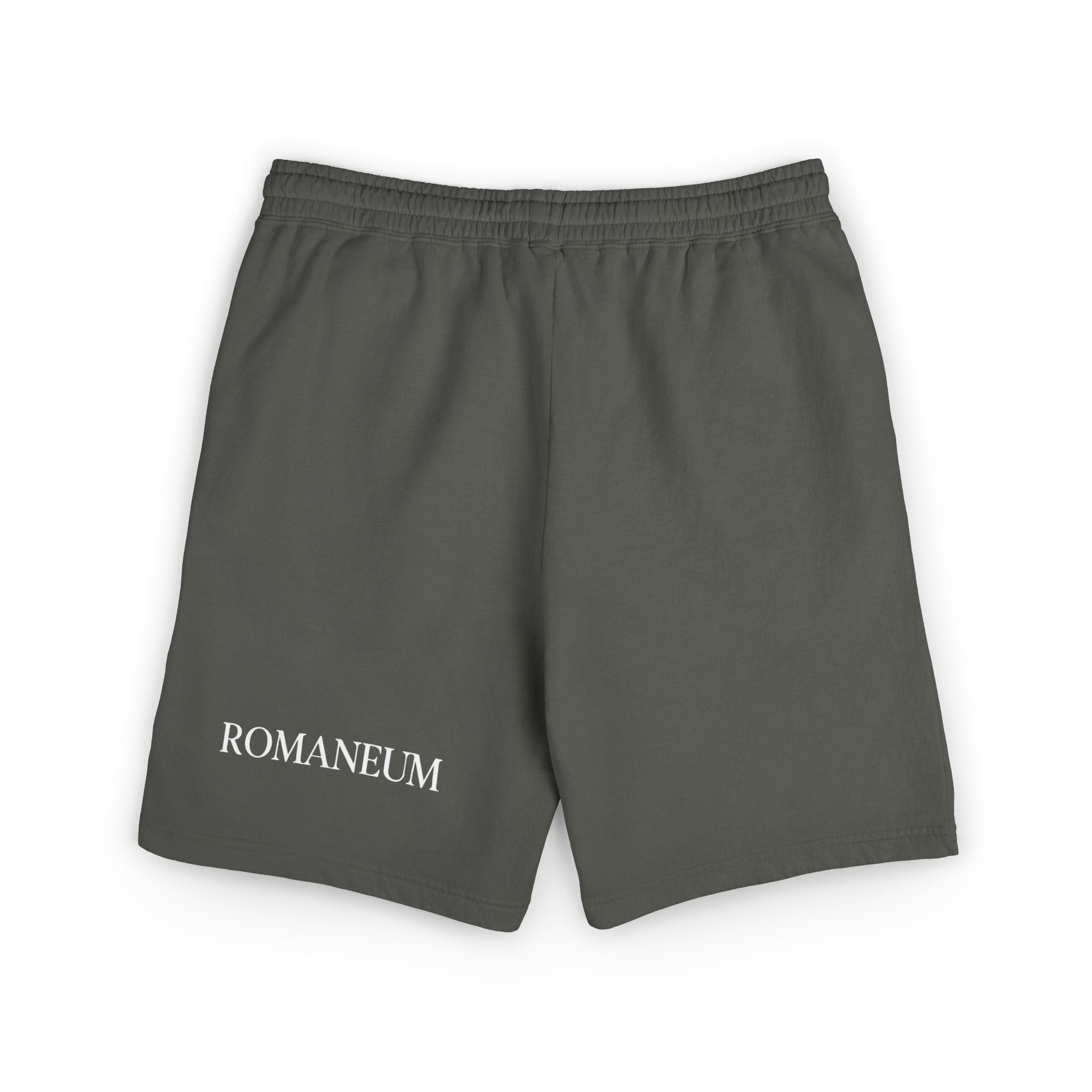 Romaneum Logo Fleece Sweat Shorts — Casual Athletic Lounge Shorts