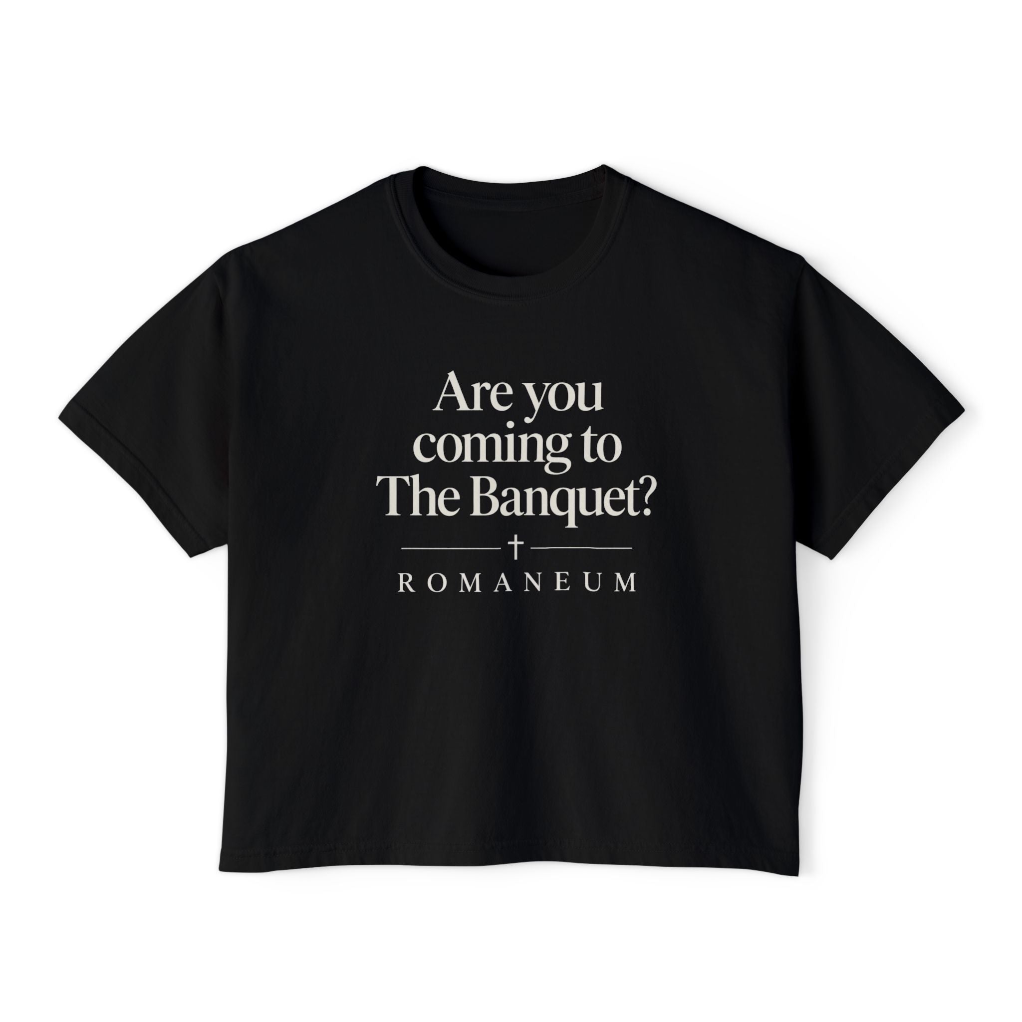 Are You Coming to The Banquet? Boxy Tee — Romaneum Christian Graphic Shirt