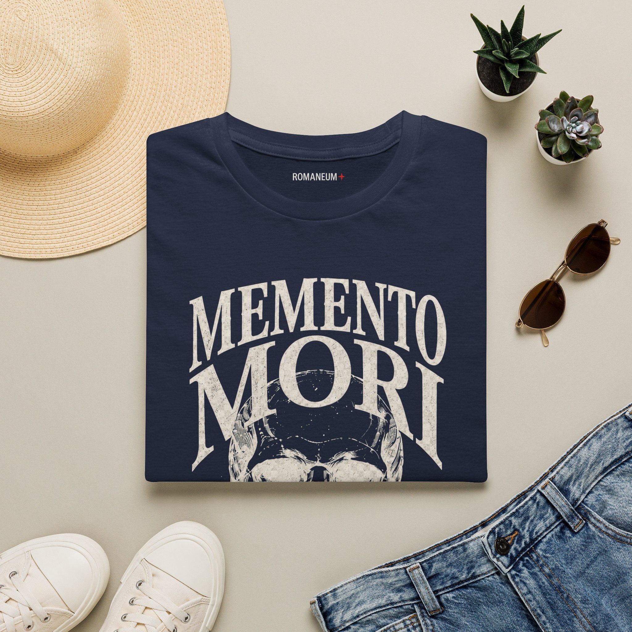 Memento Mori Skull T-Shirt — Gothic Reminder Tee with Romaneum Skull Design