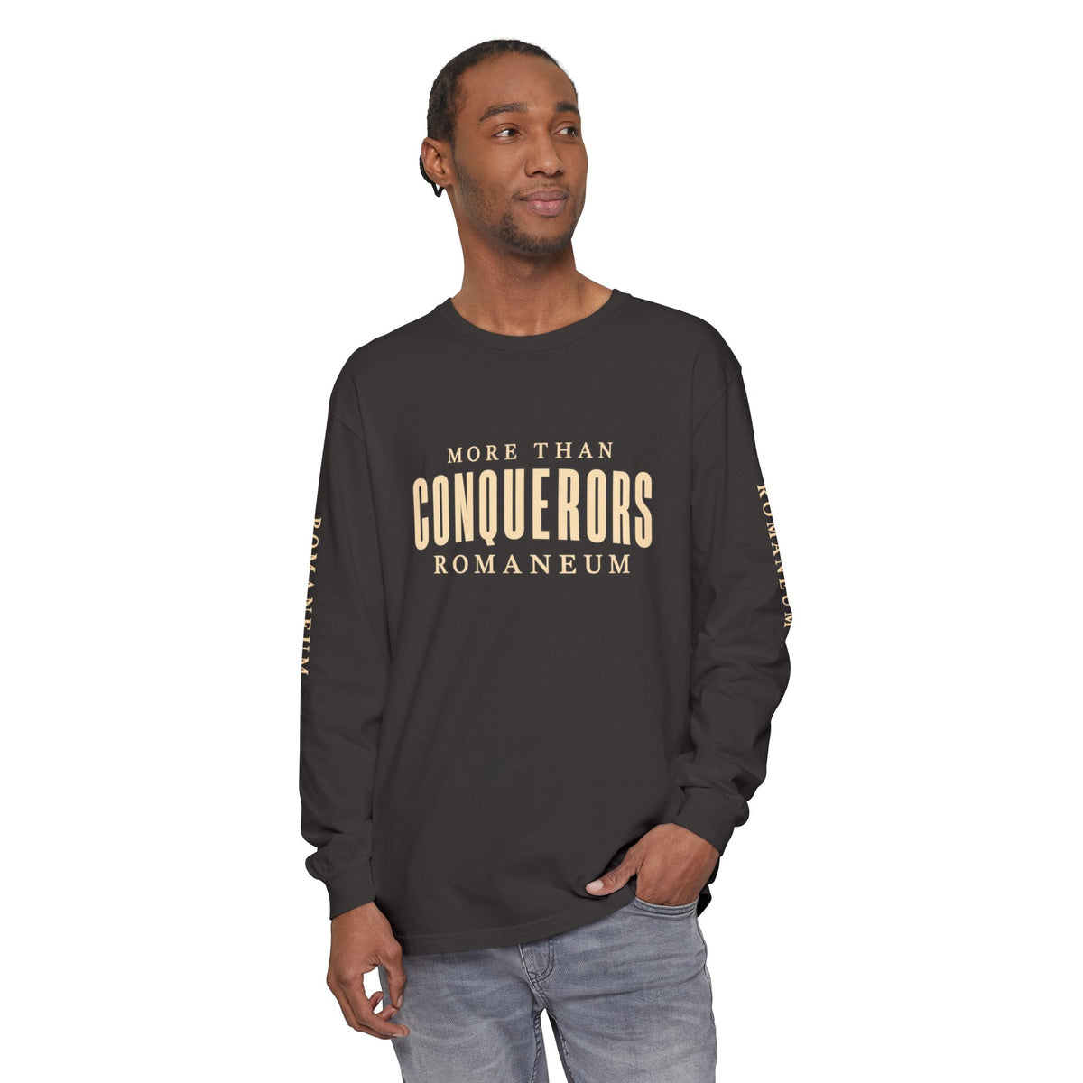 Conquerors Long Sleeve Tee — "More Than Conquerors" Romaneum