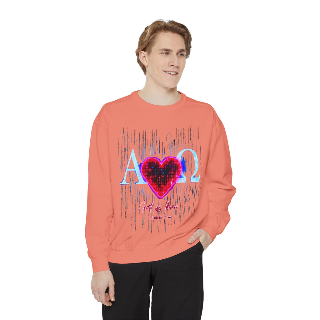 Alpha Omega Heart design sweatshirt | God is Love 1 John 4:8 RomanEum