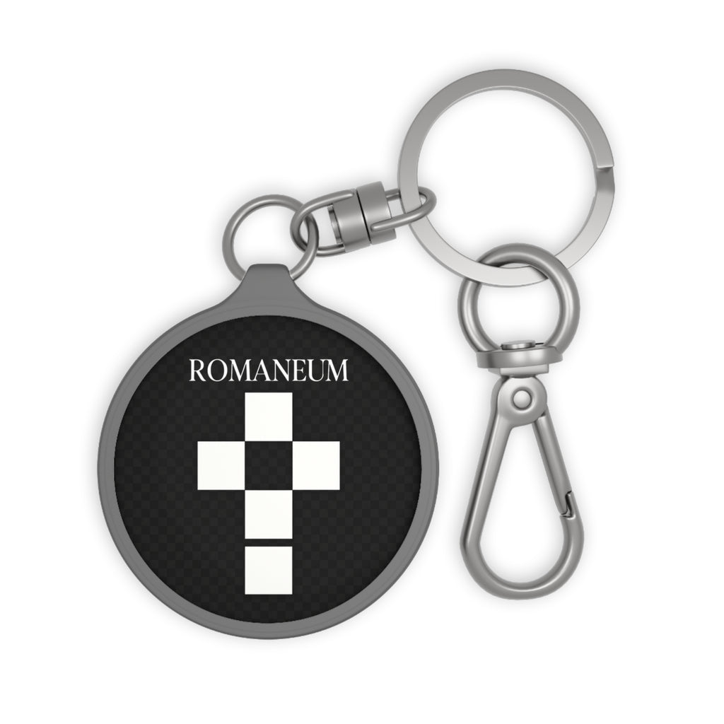 Keyring Tag — Romanum Cross Black Keychain