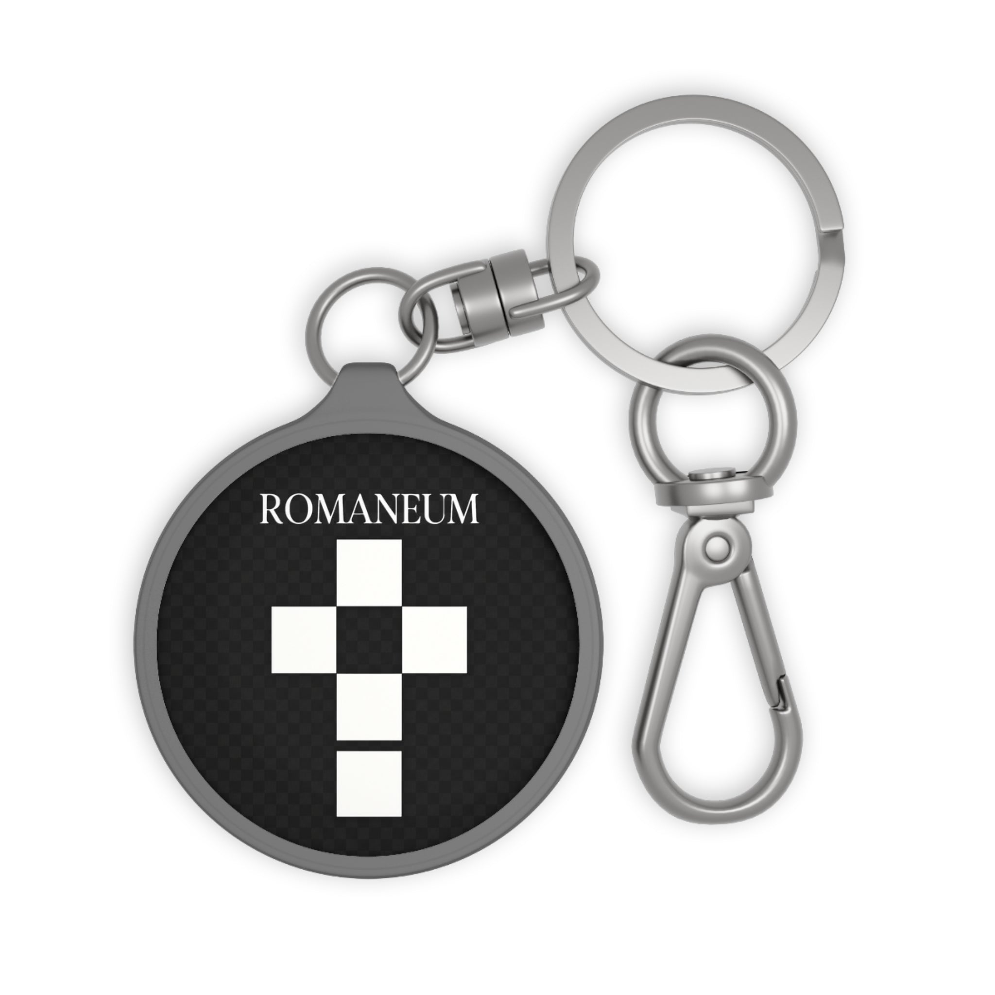 Keyring Tag — Romanum Cross Black Keychain