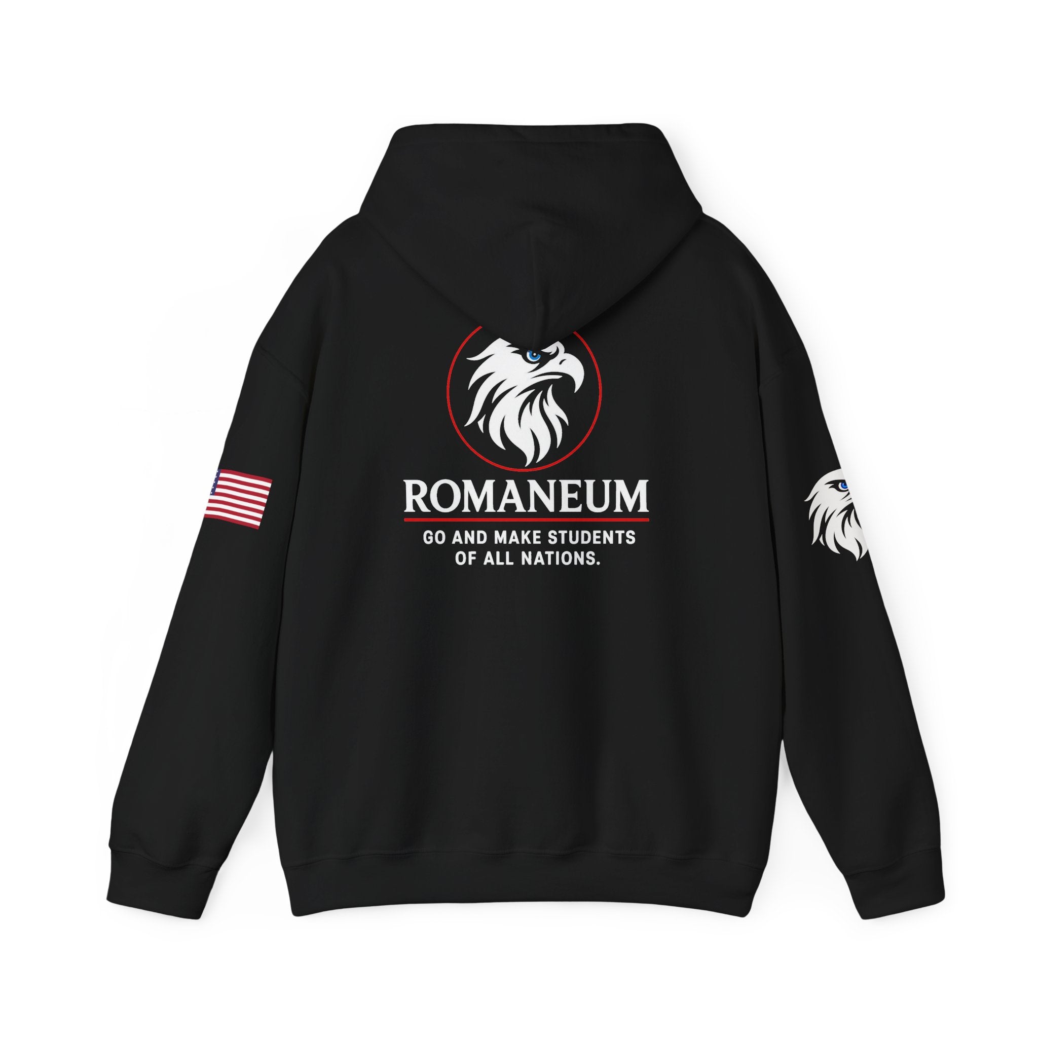 Romaneum Eagle Logo Hoodie | Romaneum School Crest, Patriotic Sleeve Design