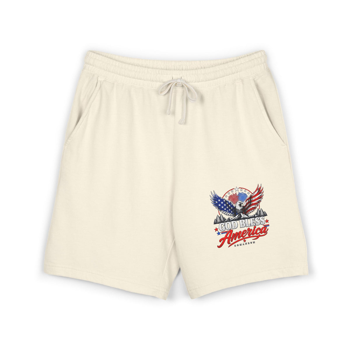 Patriotic Eagle Sweat Shorts — 'Land of the Free' Graphic Cotton Fleece Shorts