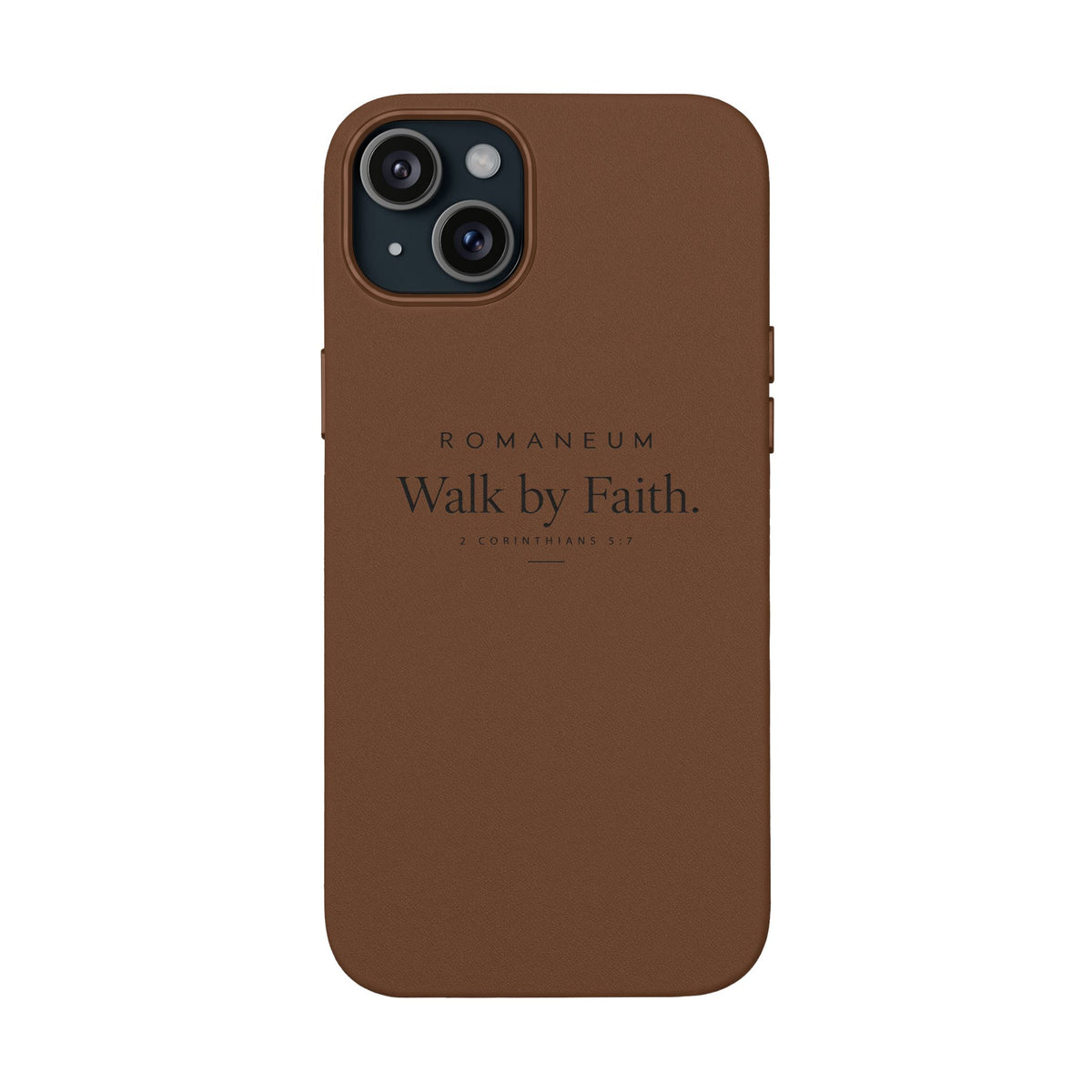 Engraved PU Leather Phone Case — ‘Walk by Faith’