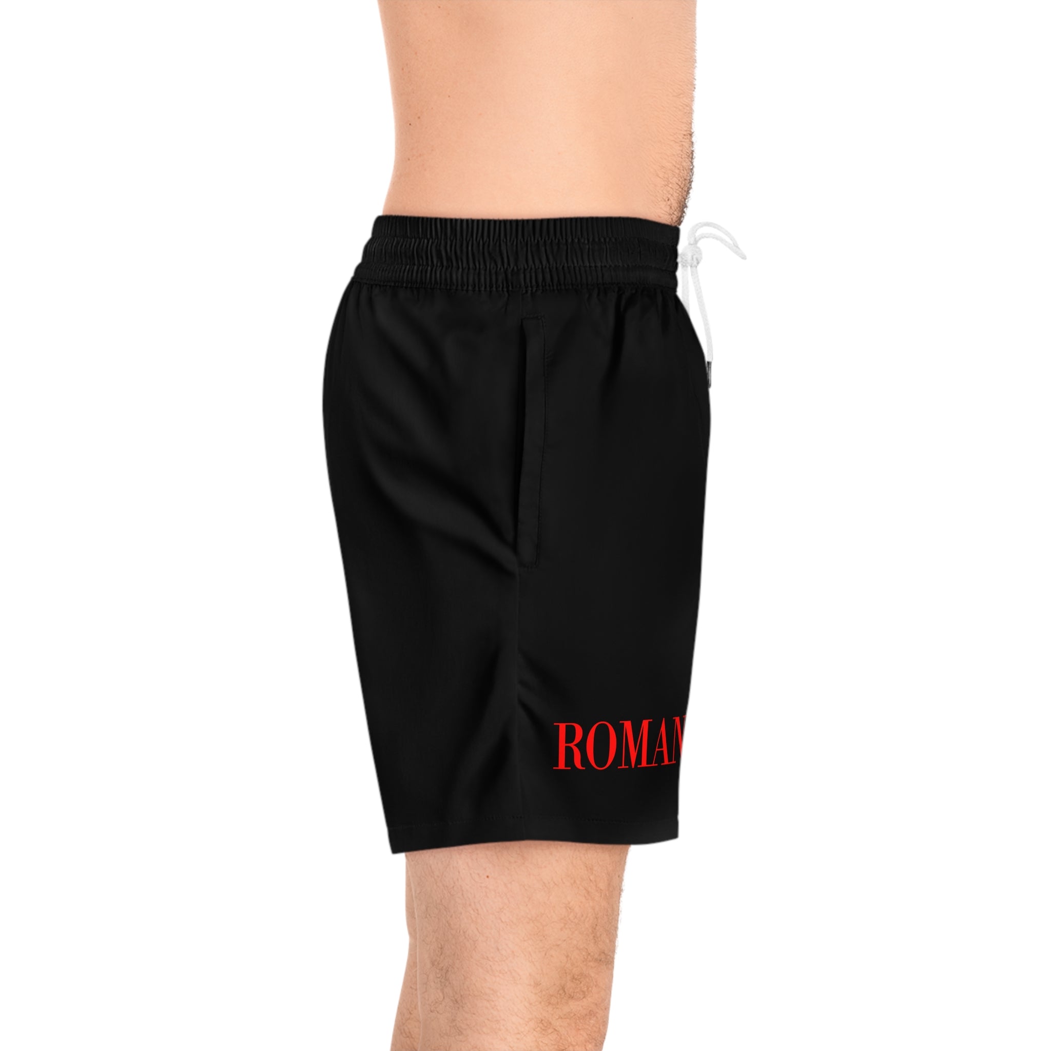 ROMA NEUM Black Swim Shorts — Men's Mid-Length Beach Trunks
