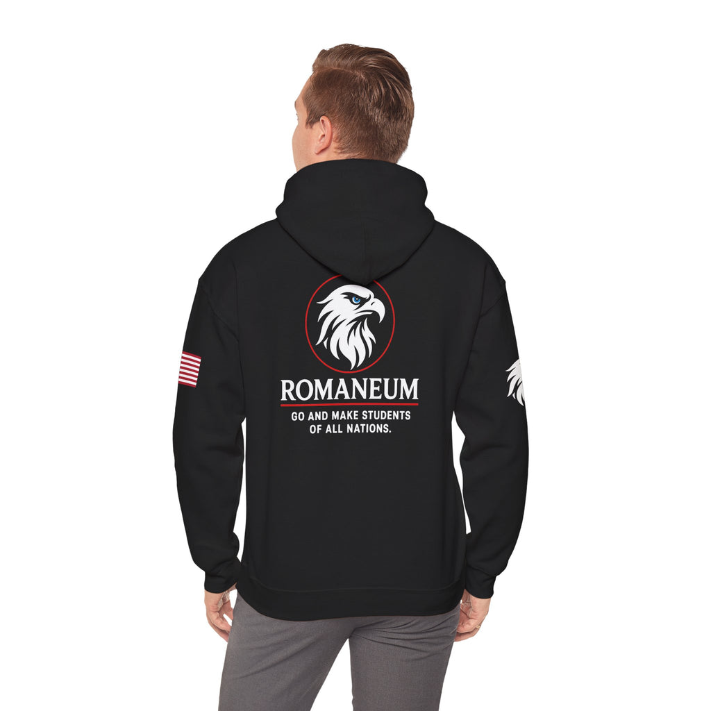 Romaneum Eagle Logo Hoodie | Romaneum School Crest, Patriotic Sleeve Design