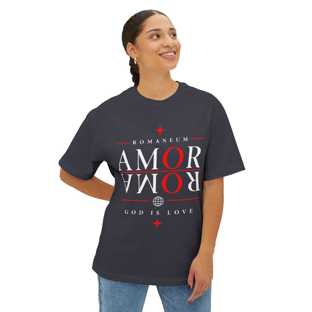 Amor Romanum Tee — 'Amor' Mirrored Graphic Boxy T‑Shirt