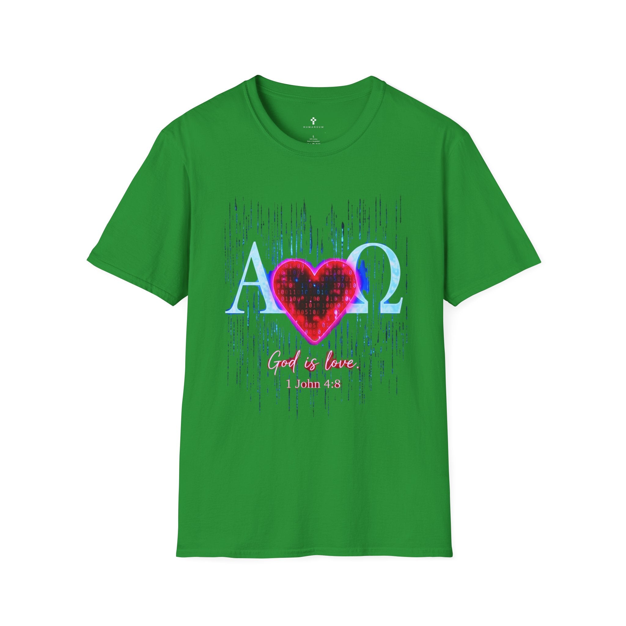 Alpha Omega Heart T-Shirt | Christian Scripture John 3:16 Design