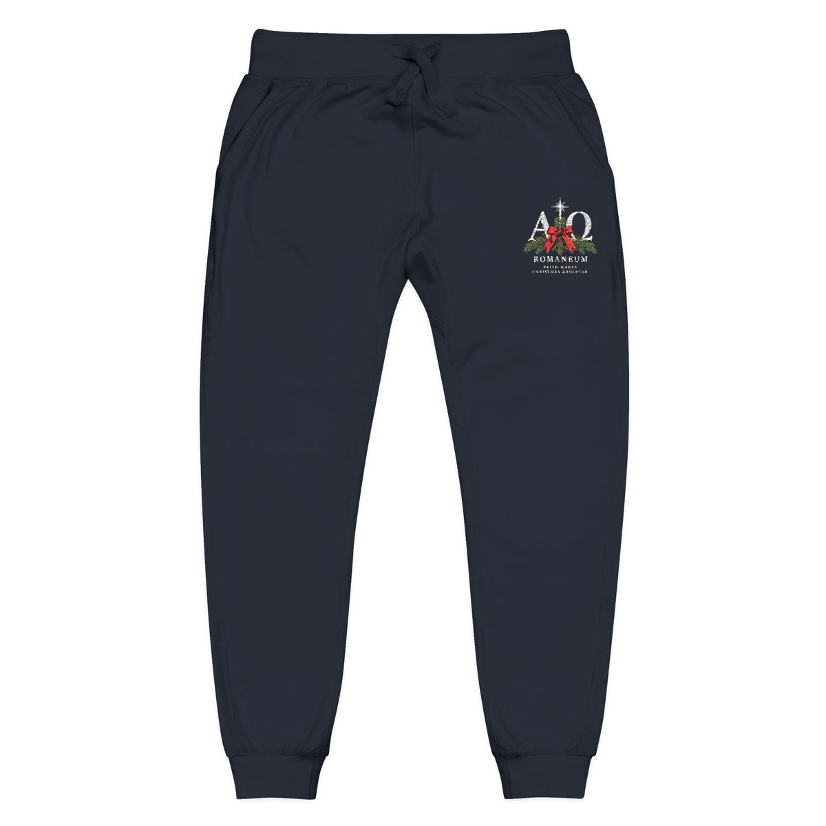 Embroidered Holiday Gnomes Fleece Sweatpants — Cozy Christmas Lounge Pants
