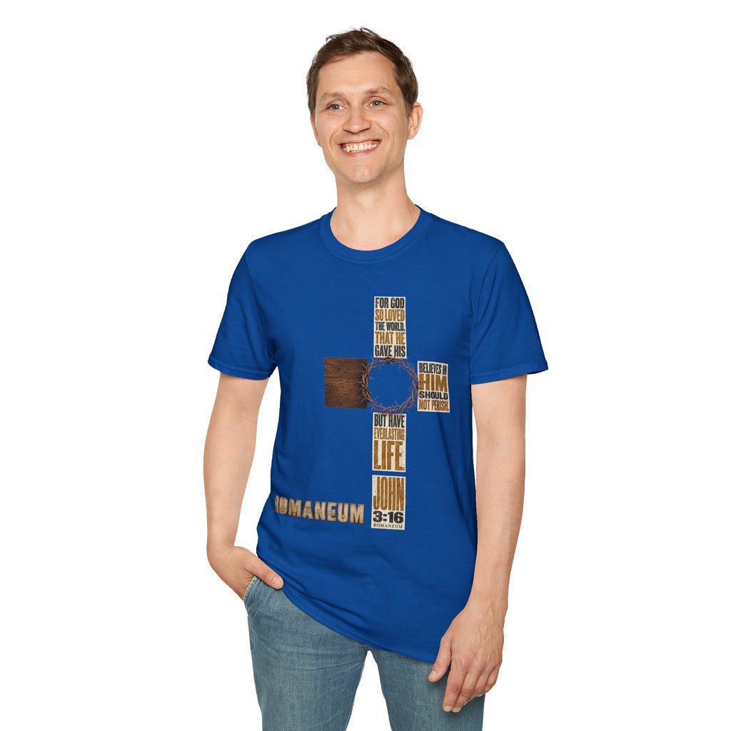 John 3:16 Cross T-Shirt — Faith Tee (For God So Loved)