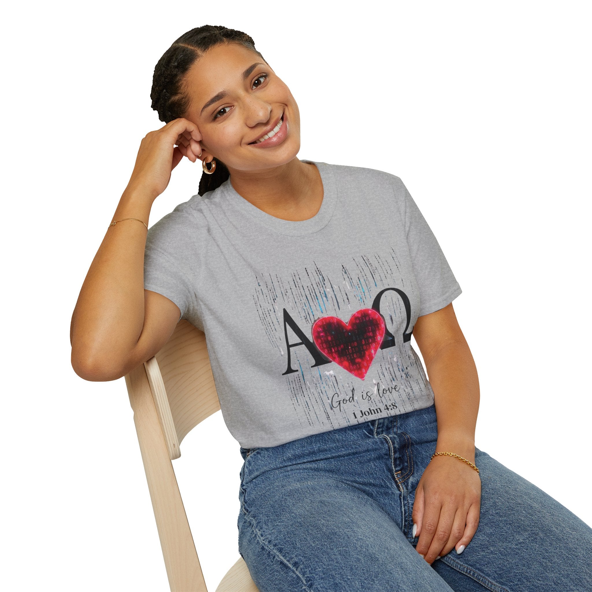Alpha Omega Heart T-Shirt | Christian Scripture John 3:16 Design