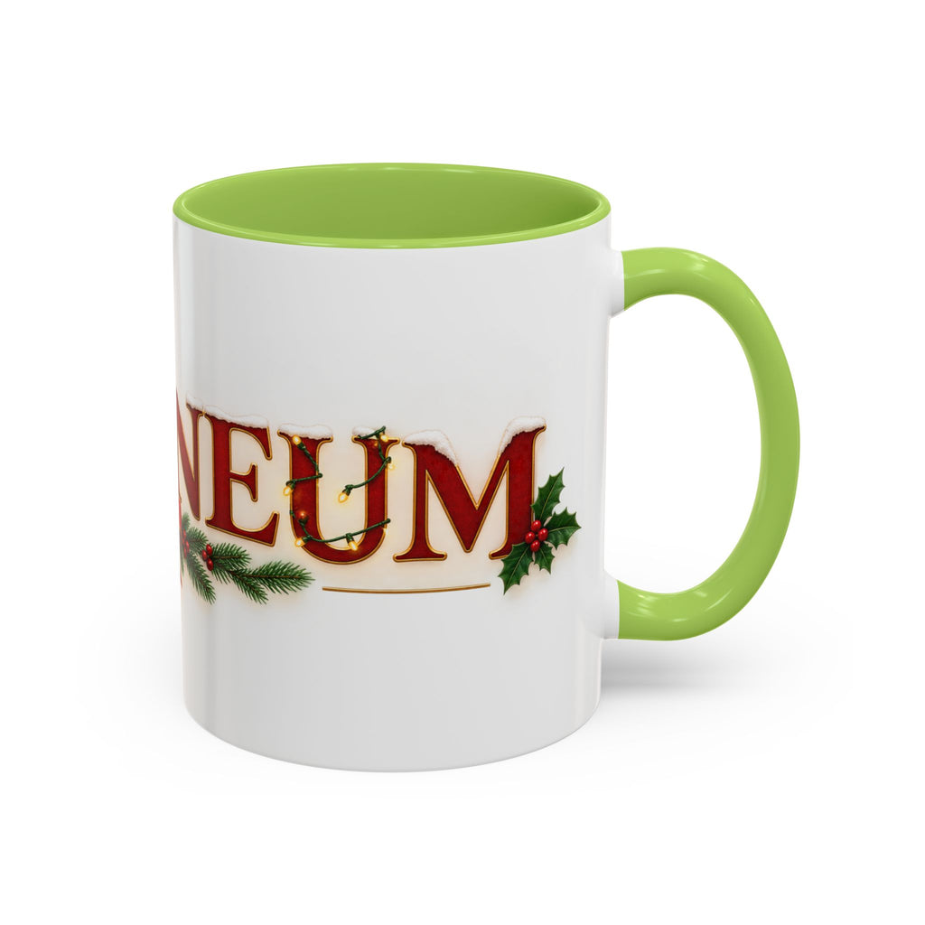 Christmas Accent Coffee Mug - Festive Garland & Bow Holiday Drinkware (11/15oz)
