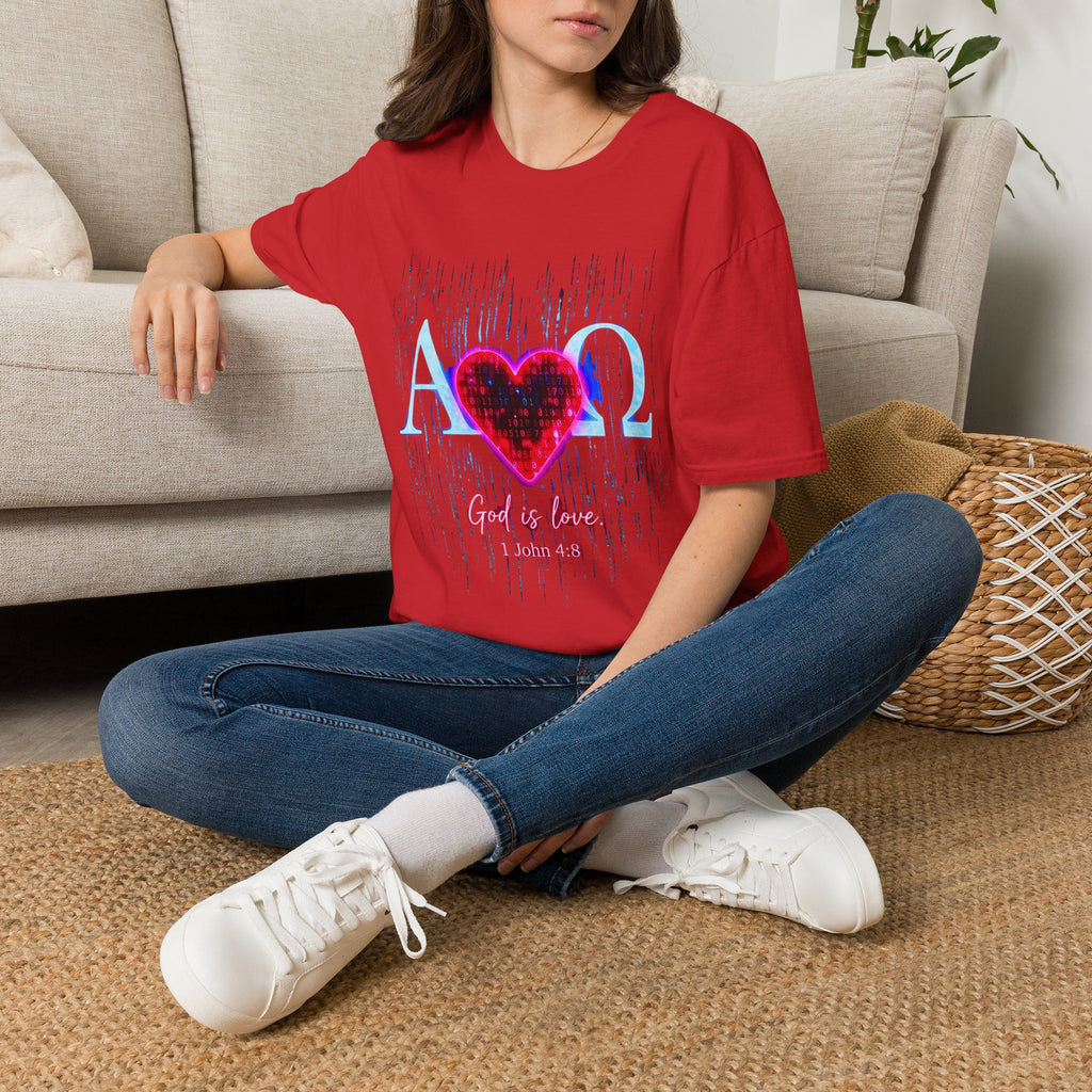 Alpha Omega Heart T-Shirt | Christian Scripture John 3:16 Design