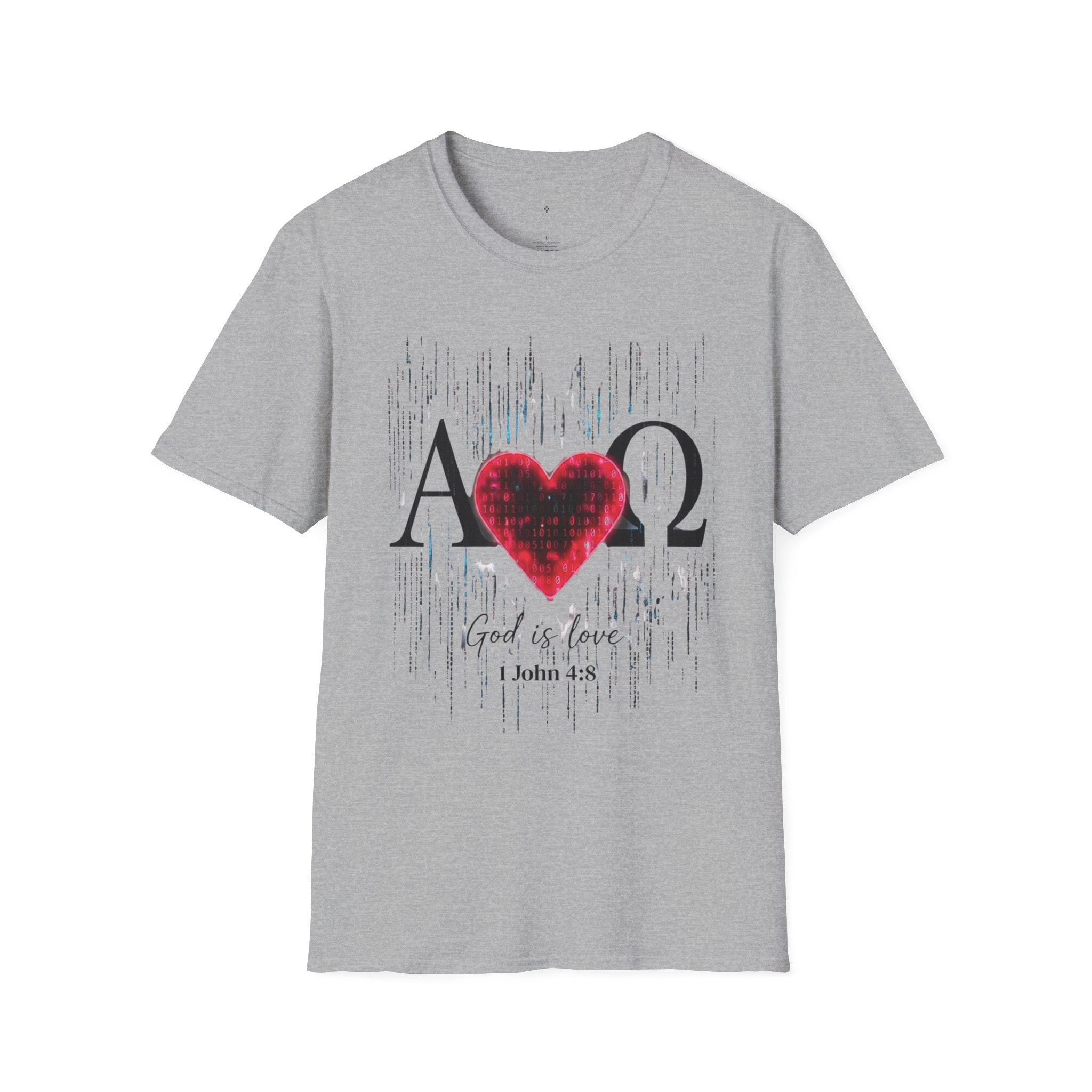 Alpha Omega Heart T-Shirt | Christian Scripture John 3:16 Design