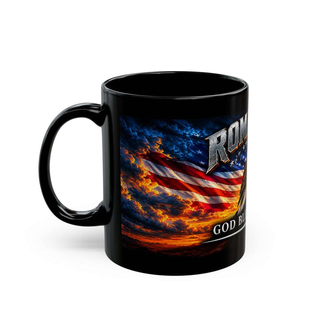 Patriotic Eagle Mug — "God Bless America" Black Coffee Cup