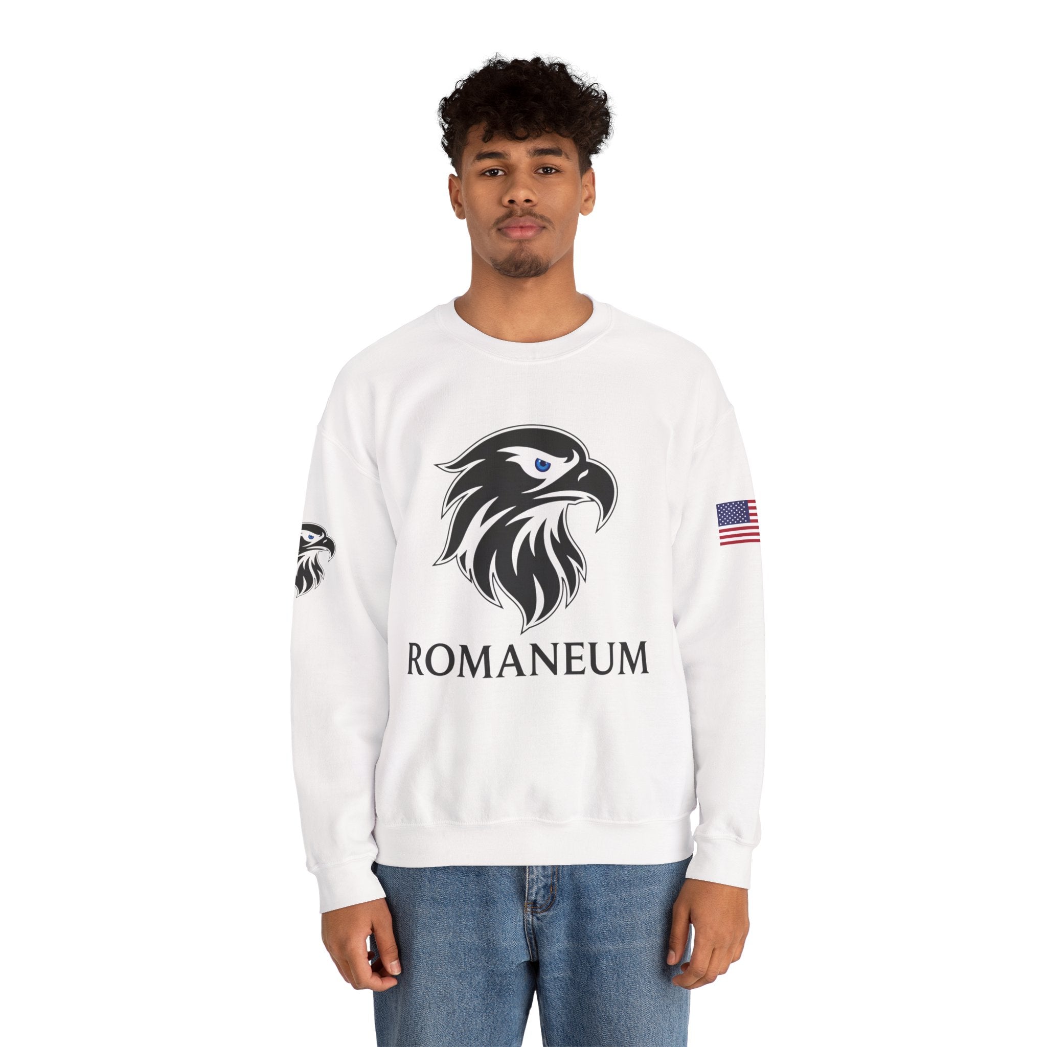 Romaneum eagle crest Crewneck sweatshirt | Romaneum logo, American flag sleeve