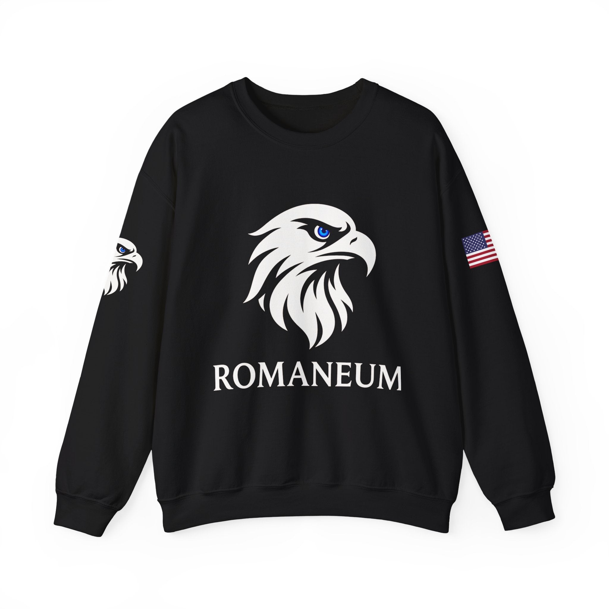 Romaneum eagle crest Crewneck sweatshirt | Romaneum logo, American flag sleeve