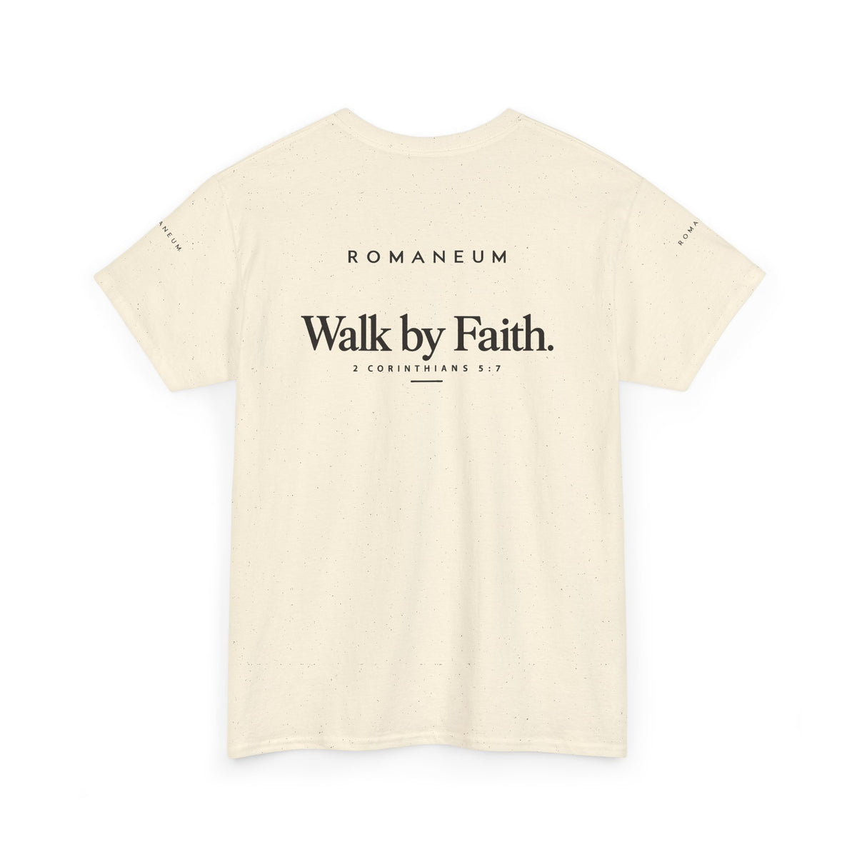 Walk by Faith Tee — Christian Scripture Shirt (Romans/1 Corinthians)