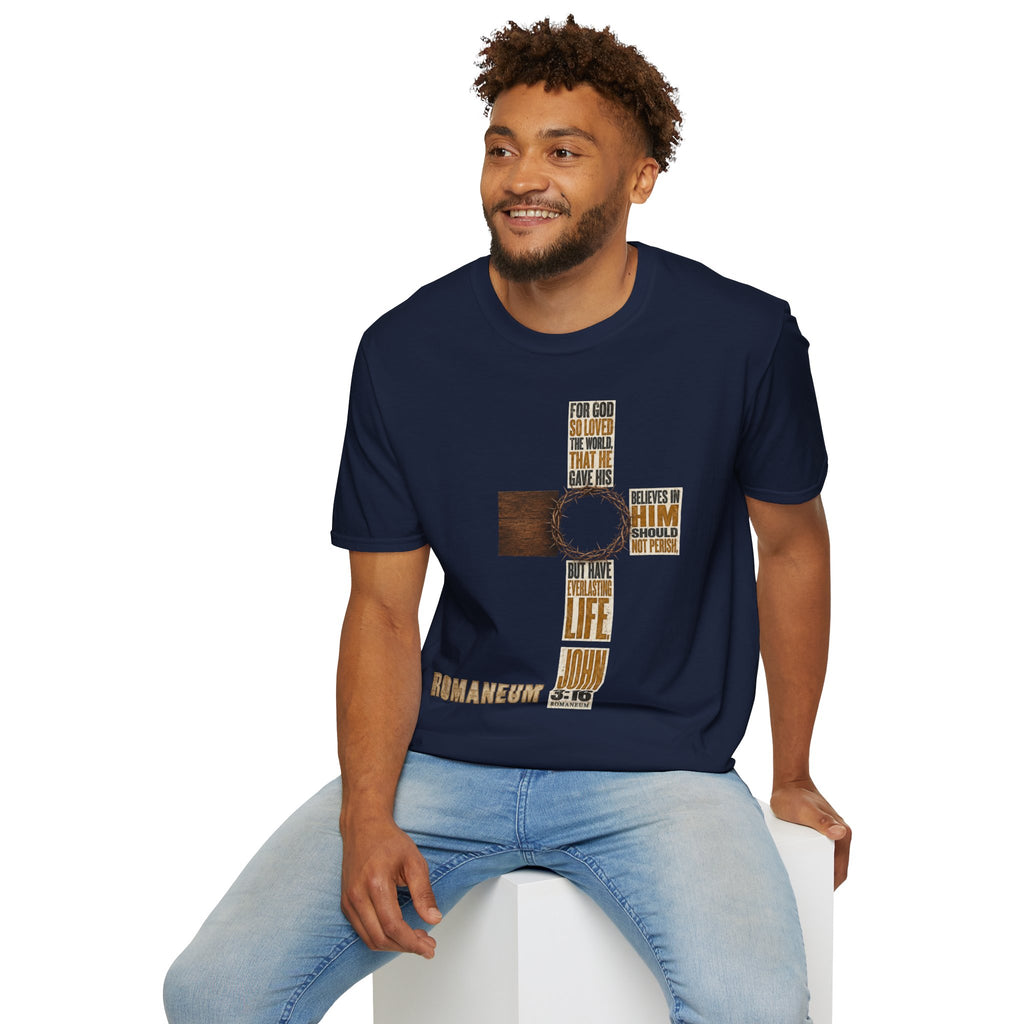 John 3:16 Cross T-Shirt — Faith Tee (For God So Loved)