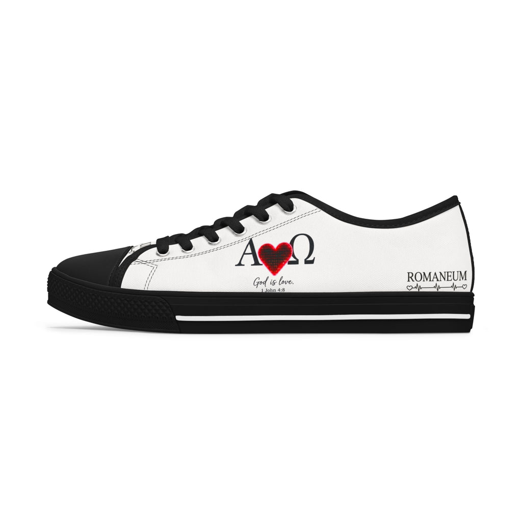 Alpha Omega Heart design Women's Low Top Sneakers | Christian faith love symbol