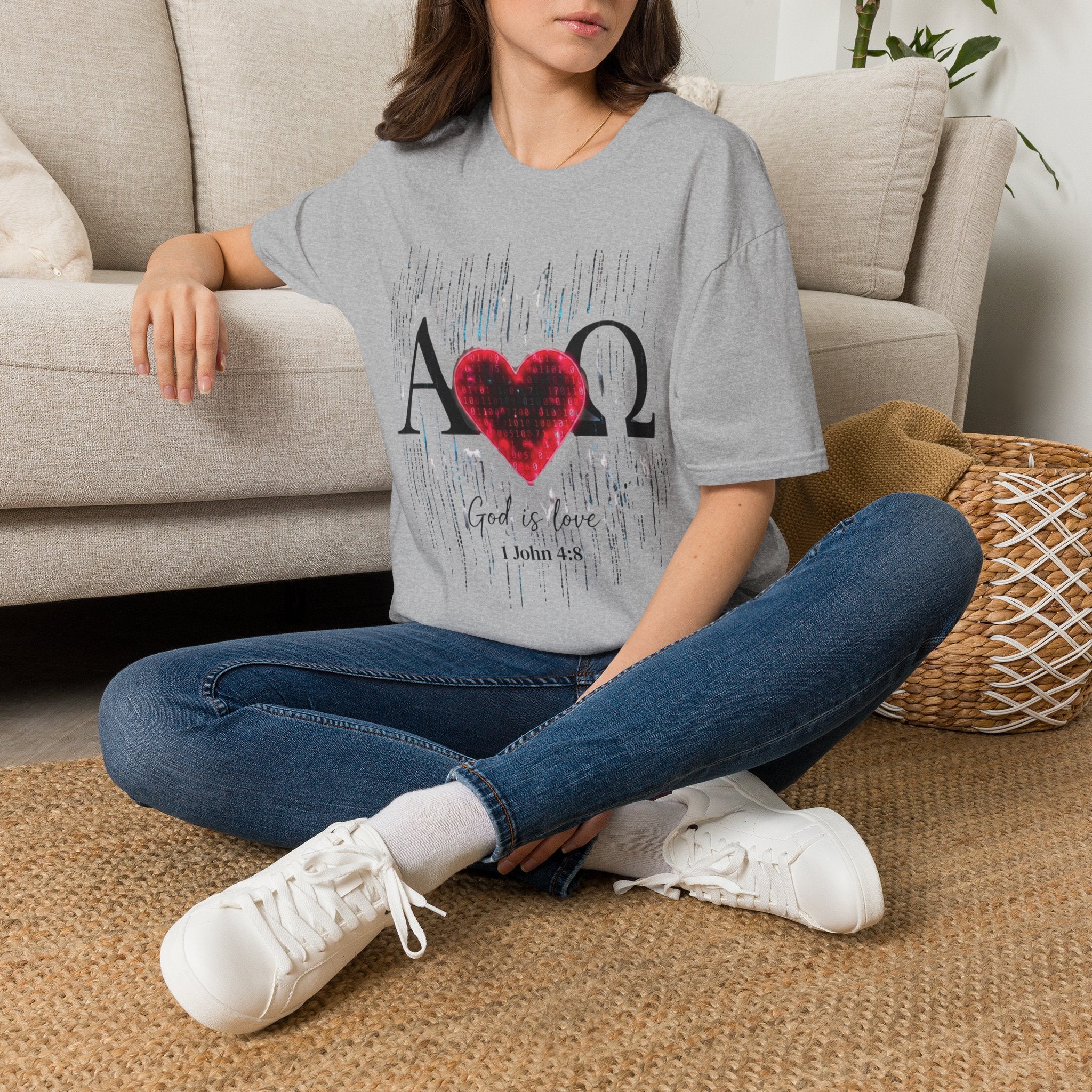 Alpha Omega Heart T-Shirt | Christian Scripture John 3:16 Design