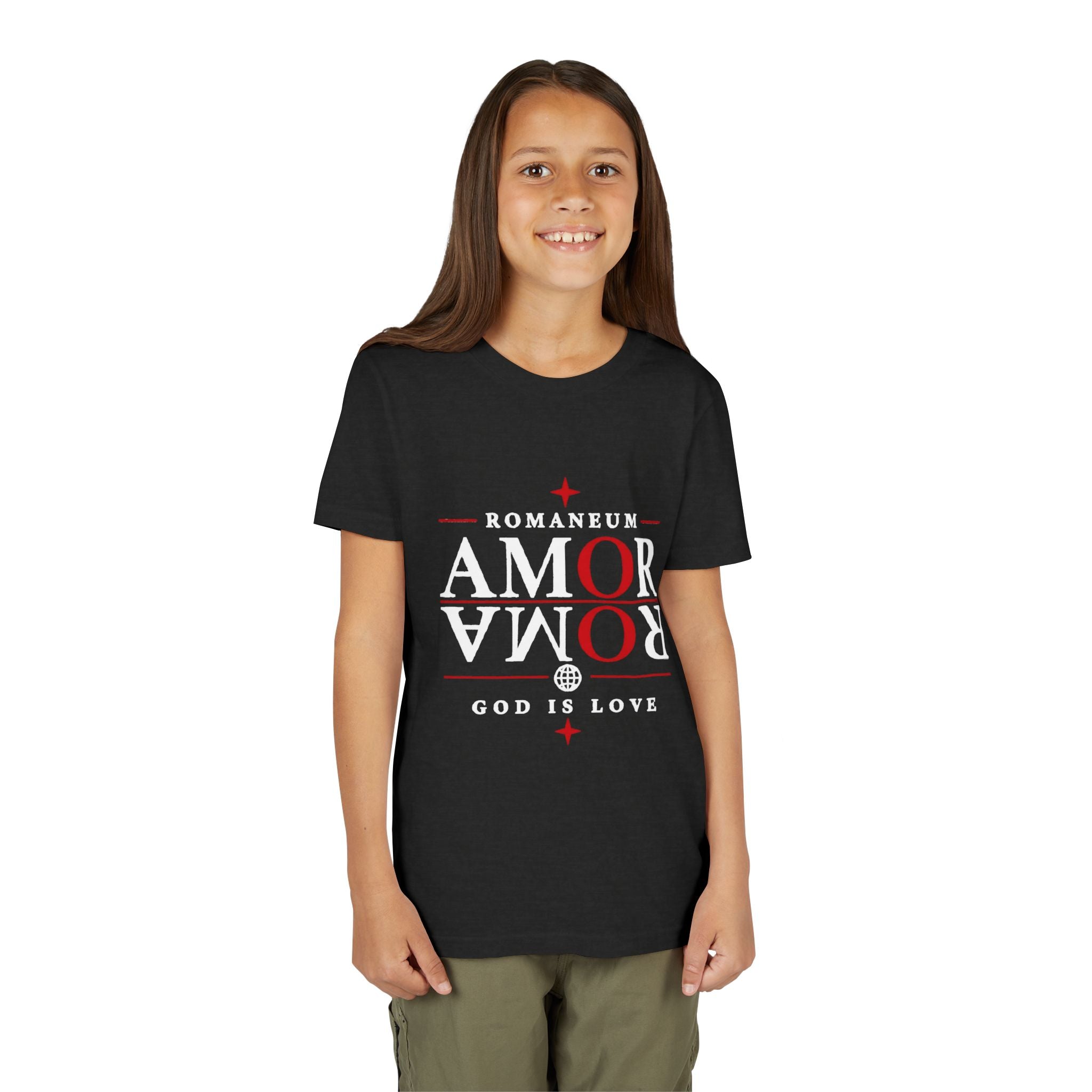Youth Tee — ROMANEUM “AMOR / ROMA” God Is Love Graphic