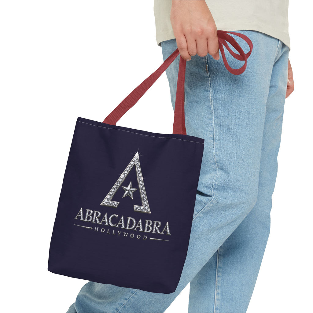 Abracadabra Hollywood Logo Tote Bag — Magic-Themed Navy AOP Tote