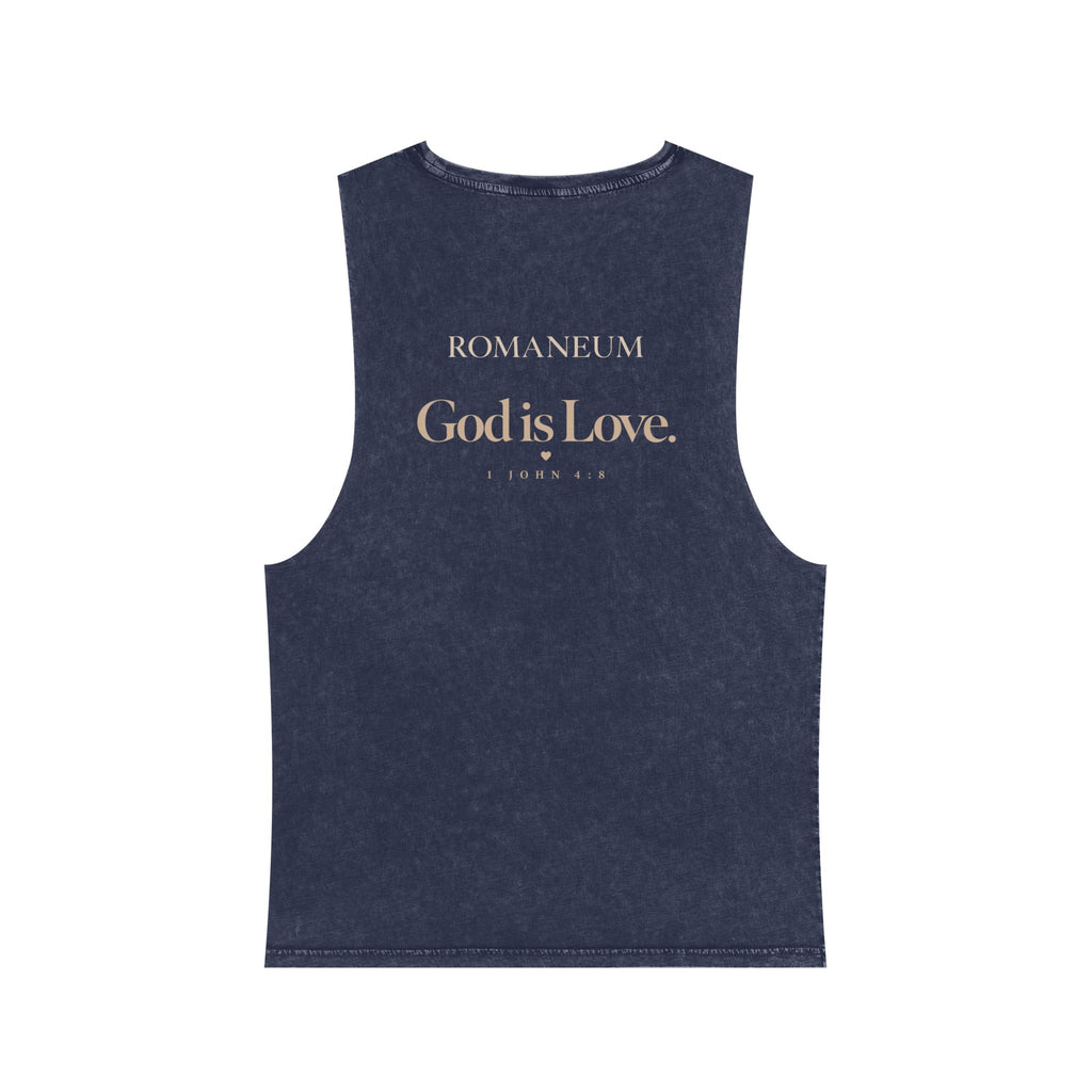 Romaneum Tank Top — "To Live Is Christ" Stonewash Tee