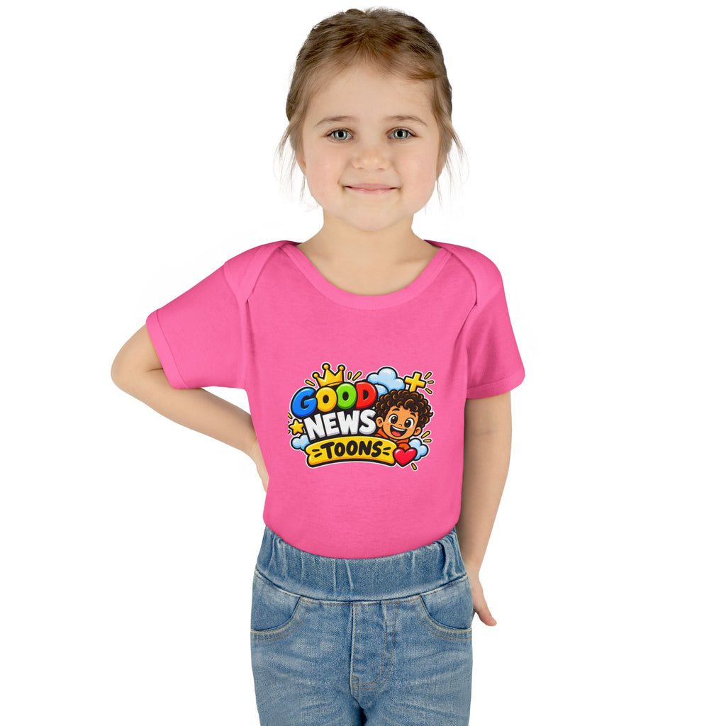 Infant Bodysuit — "Good News Toons" Colorful Cartoon Baby Onesie (Faithful Fun Truth)
