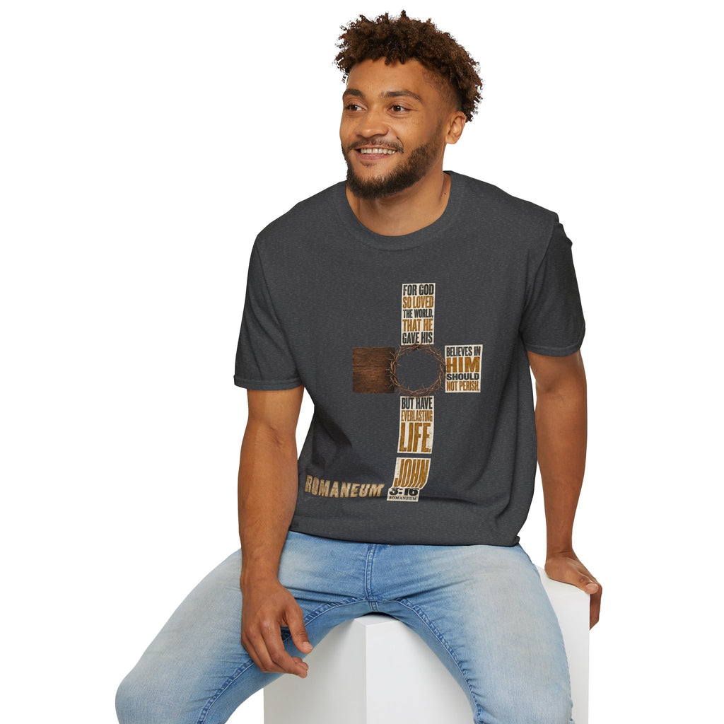 John 3:16 Cross T-Shirt — Faith Tee (For God So Loved)