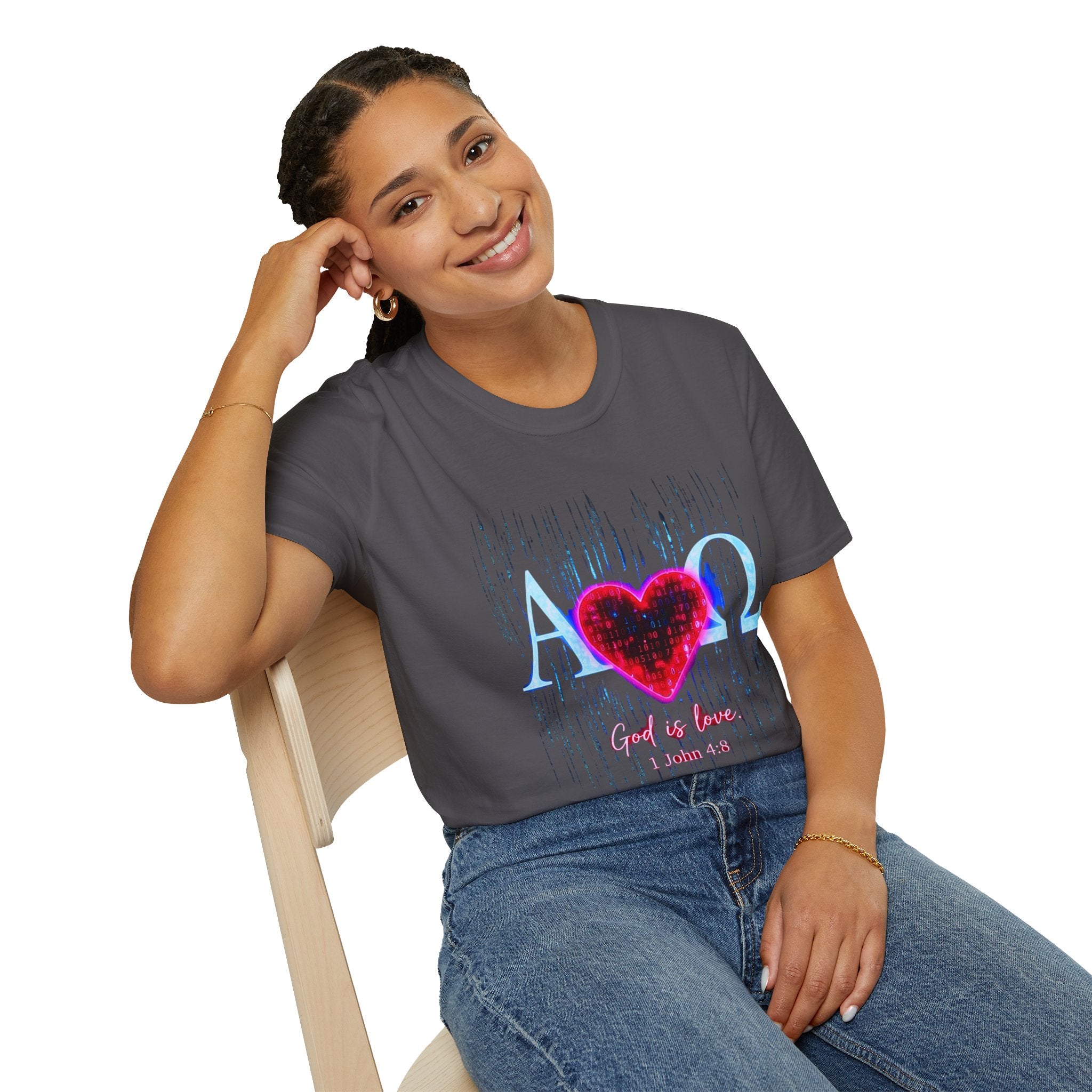 Alpha Omega Heart T-Shirt | Christian Scripture John 3:16 Design