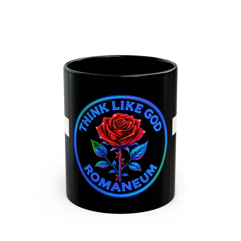 Think Like God Rose Mug — Romaneum Gothic Cross Black Coffee Cup