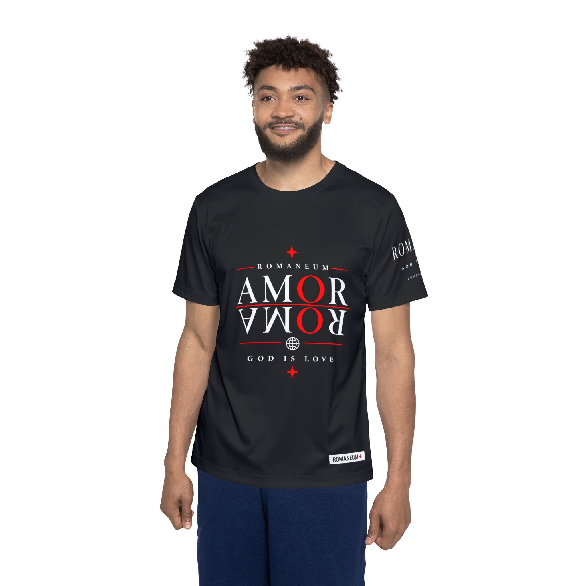 Amor/Roma Reversible Graphic Jersey — "God Is Love" Athletic Tee