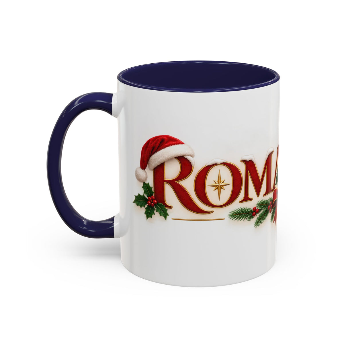 Christmas Accent Coffee Mug - Festive Garland & Bow Holiday Drinkware (11/15oz)