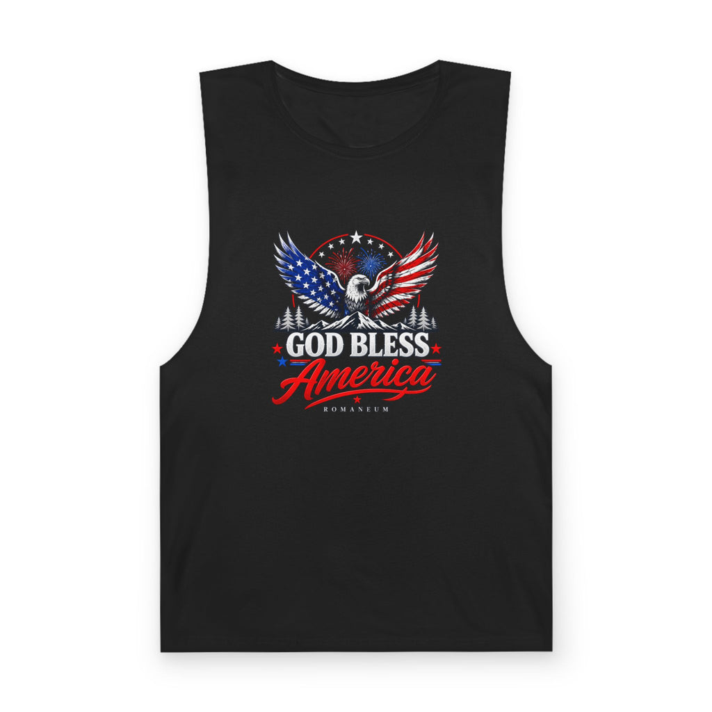 God Bless America Eagle Tank Top — Patriotic Romaneum USA Flag Muscle Tee