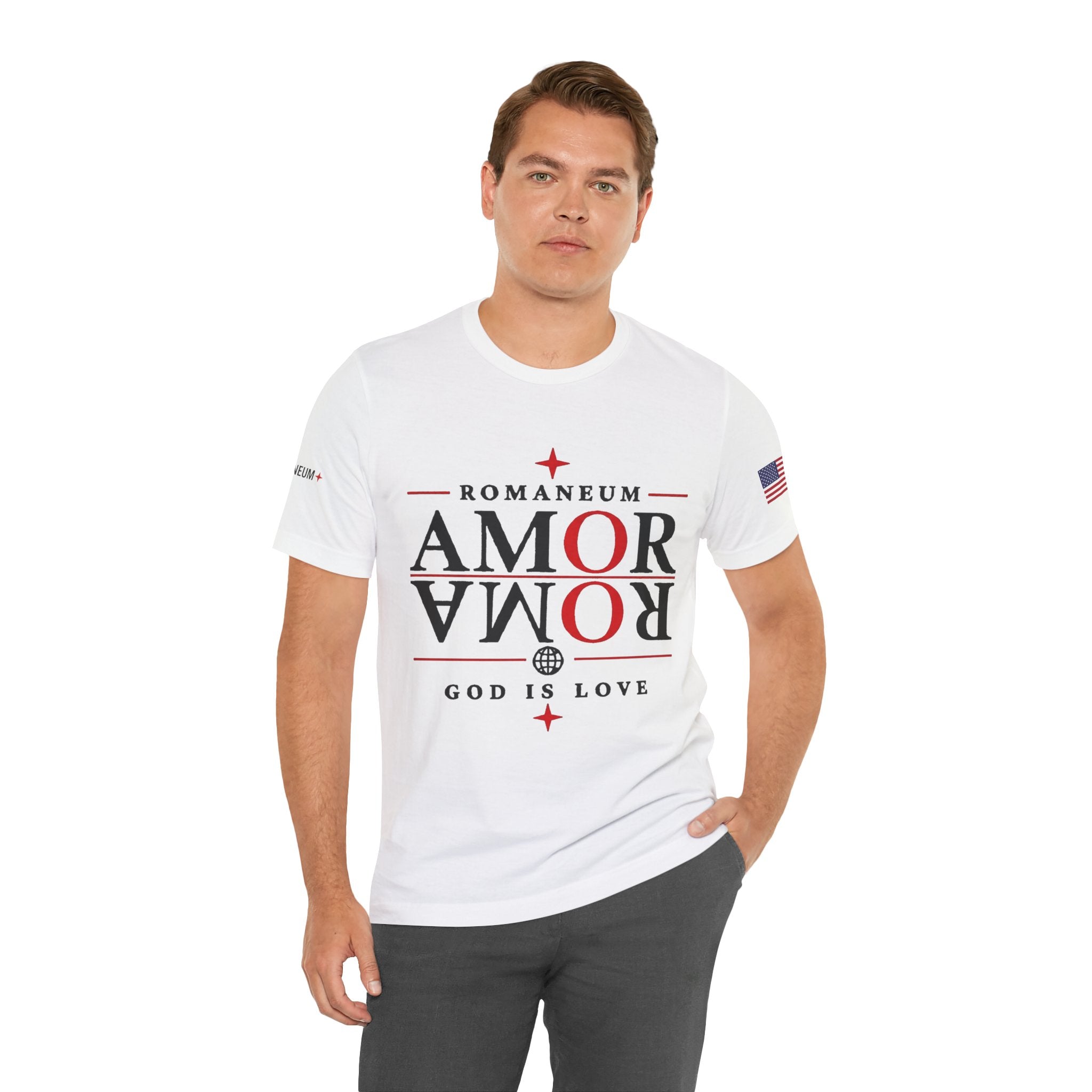 Romaneum 'AMOR/ROMA' God Is Love Graphic Tee