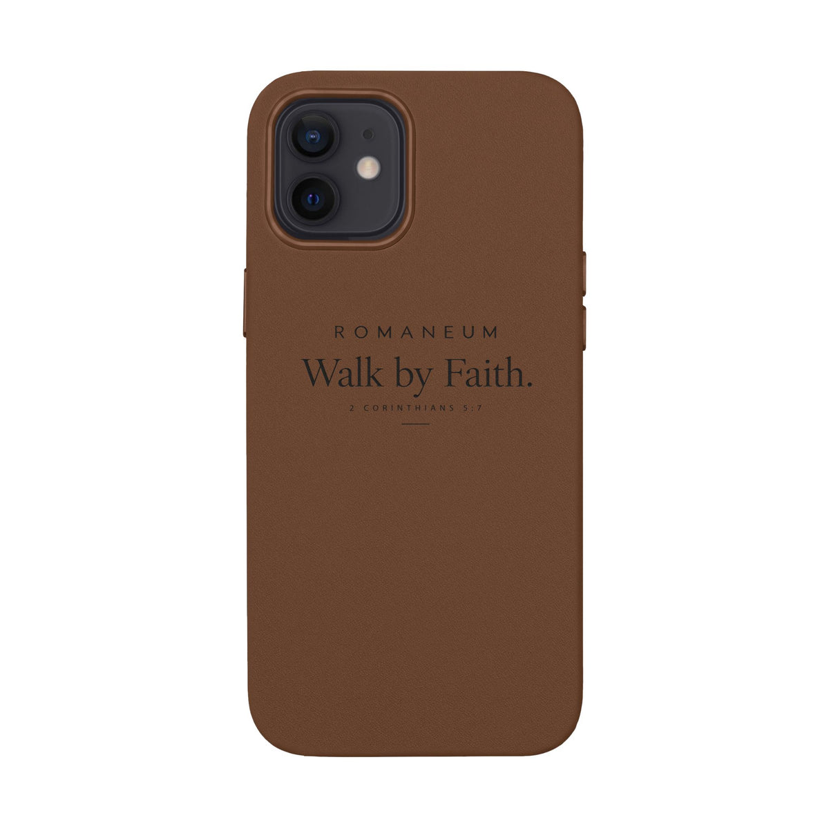 Engraved PU Leather Phone Case — ‘Walk by Faith’