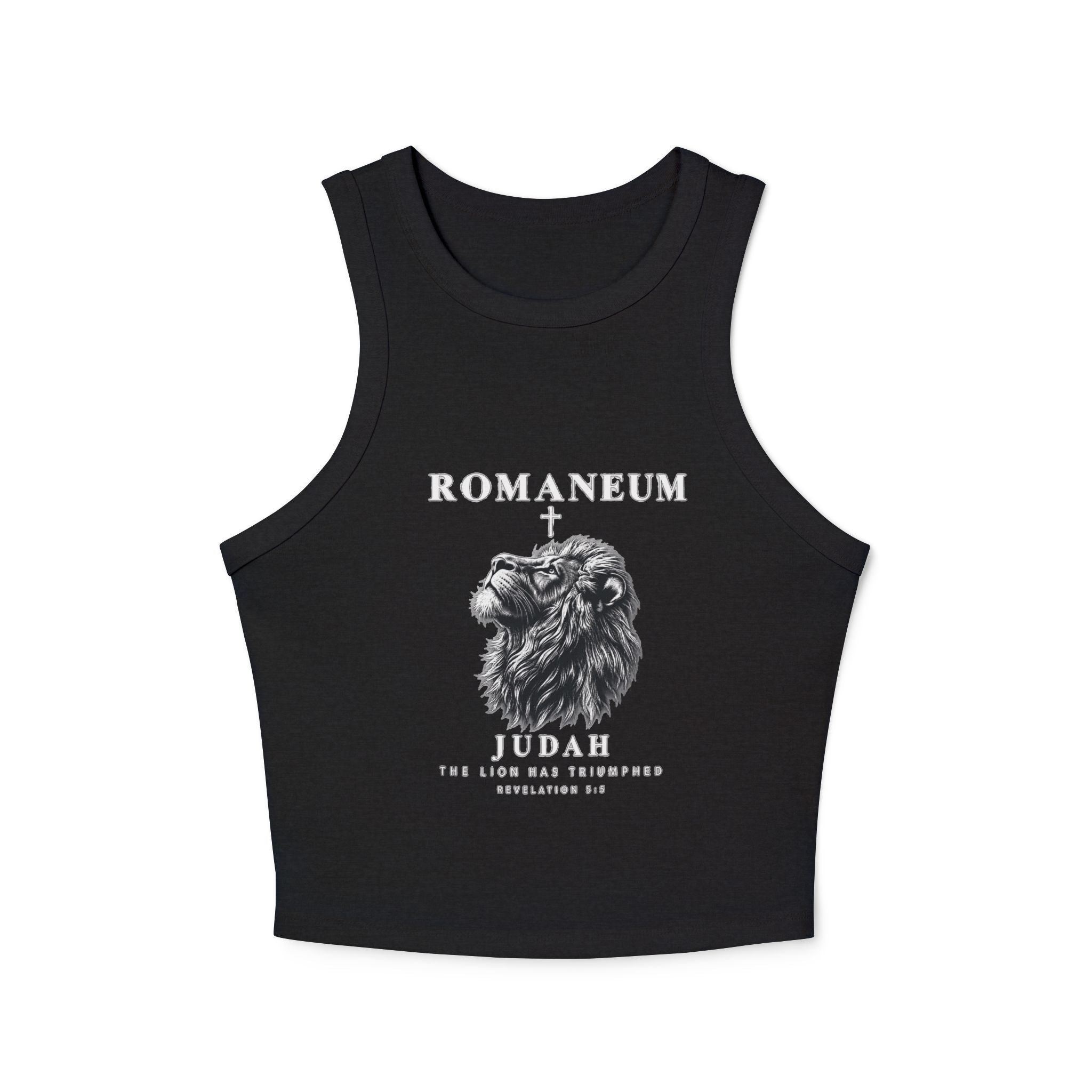 Romaneum Judah Lion Crop Tank — Women's Graphic Racer Tank Top