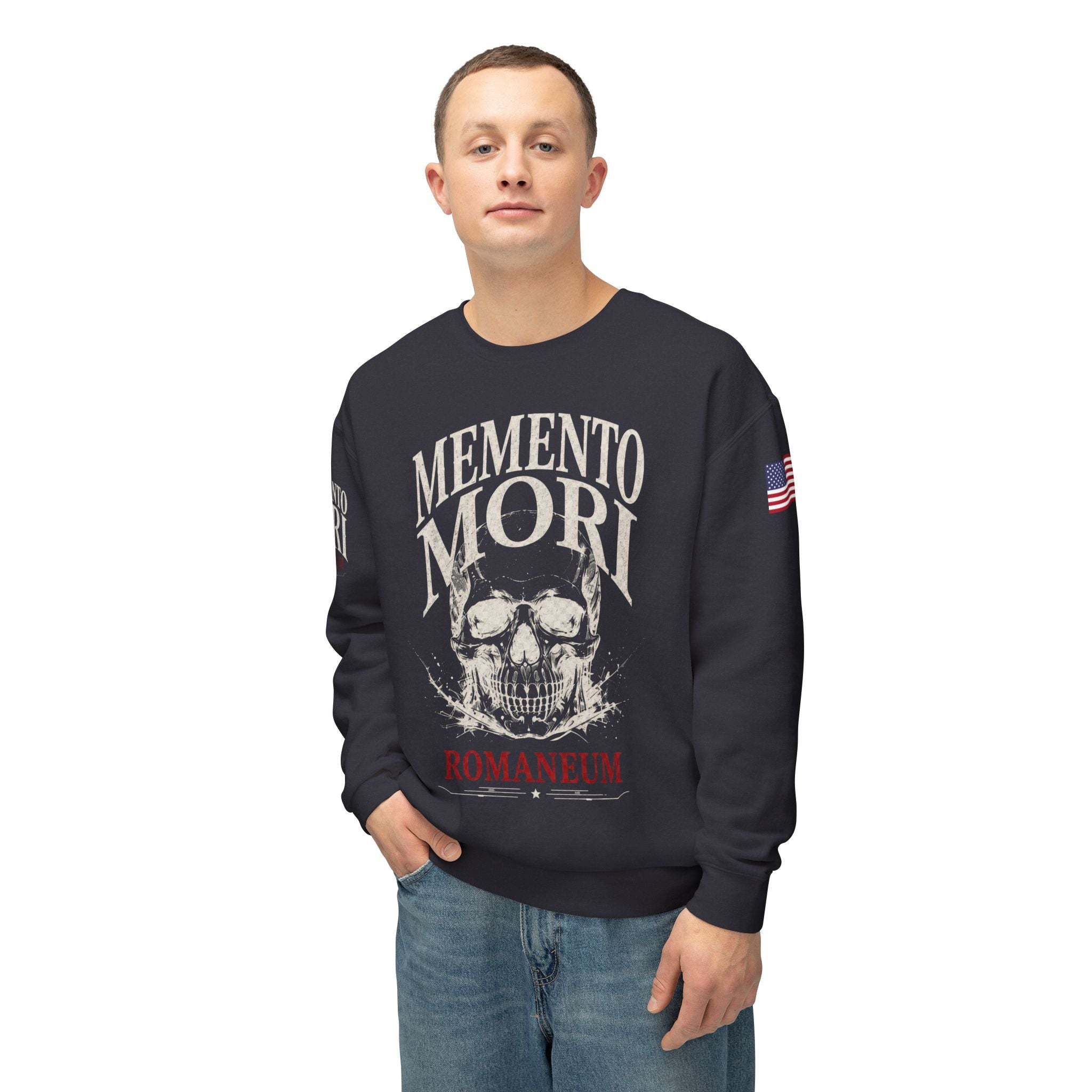 Memento Mori Crewneck Sweatshirt — Gothic Skull Romaneum Design