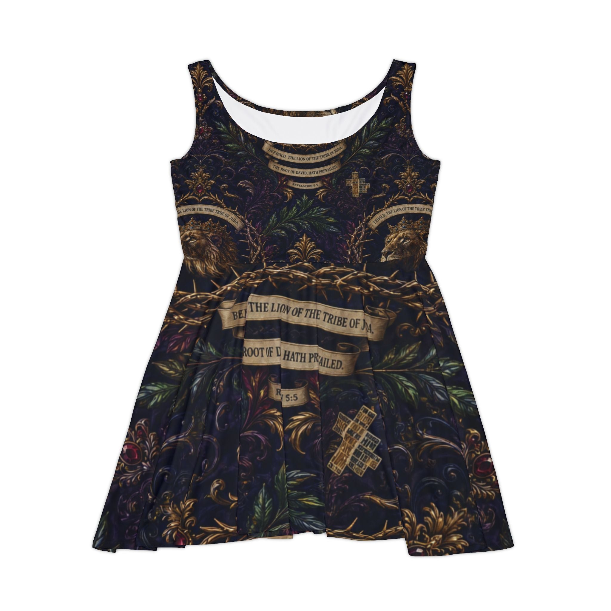 Baroque Floral Skater Dress — Vintage Dark Garden Print