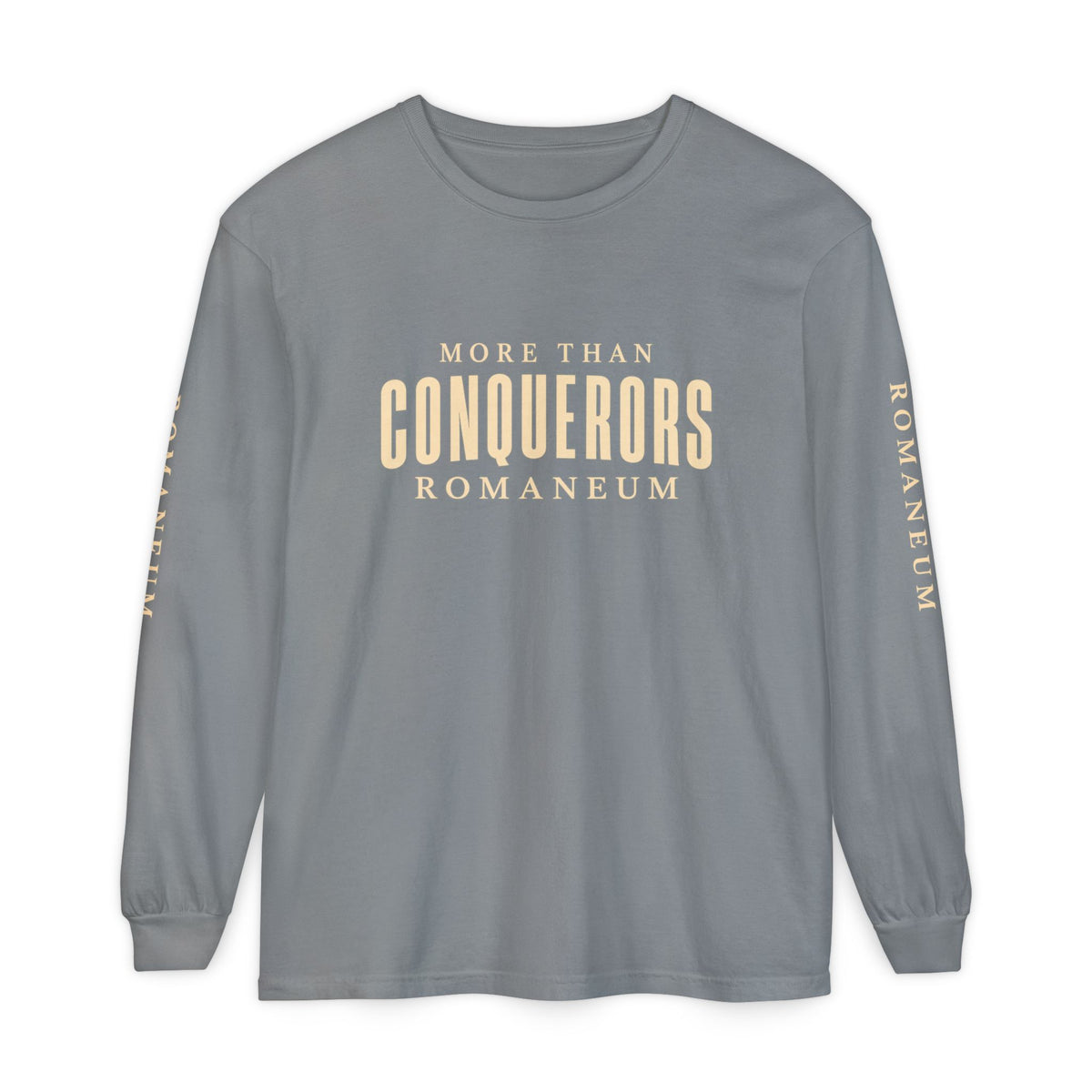 Conquerors Long Sleeve Tee — "More Than Conquerors" Romaneum