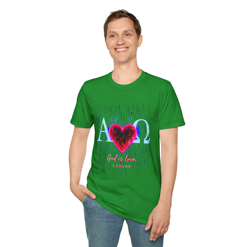 Alpha Omega Heart T-Shirt | Christian Scripture John 3:16 Design