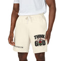 Think Like God Sweat Shorts — Graphic Fleece Lounge Shorts (Romaneum)