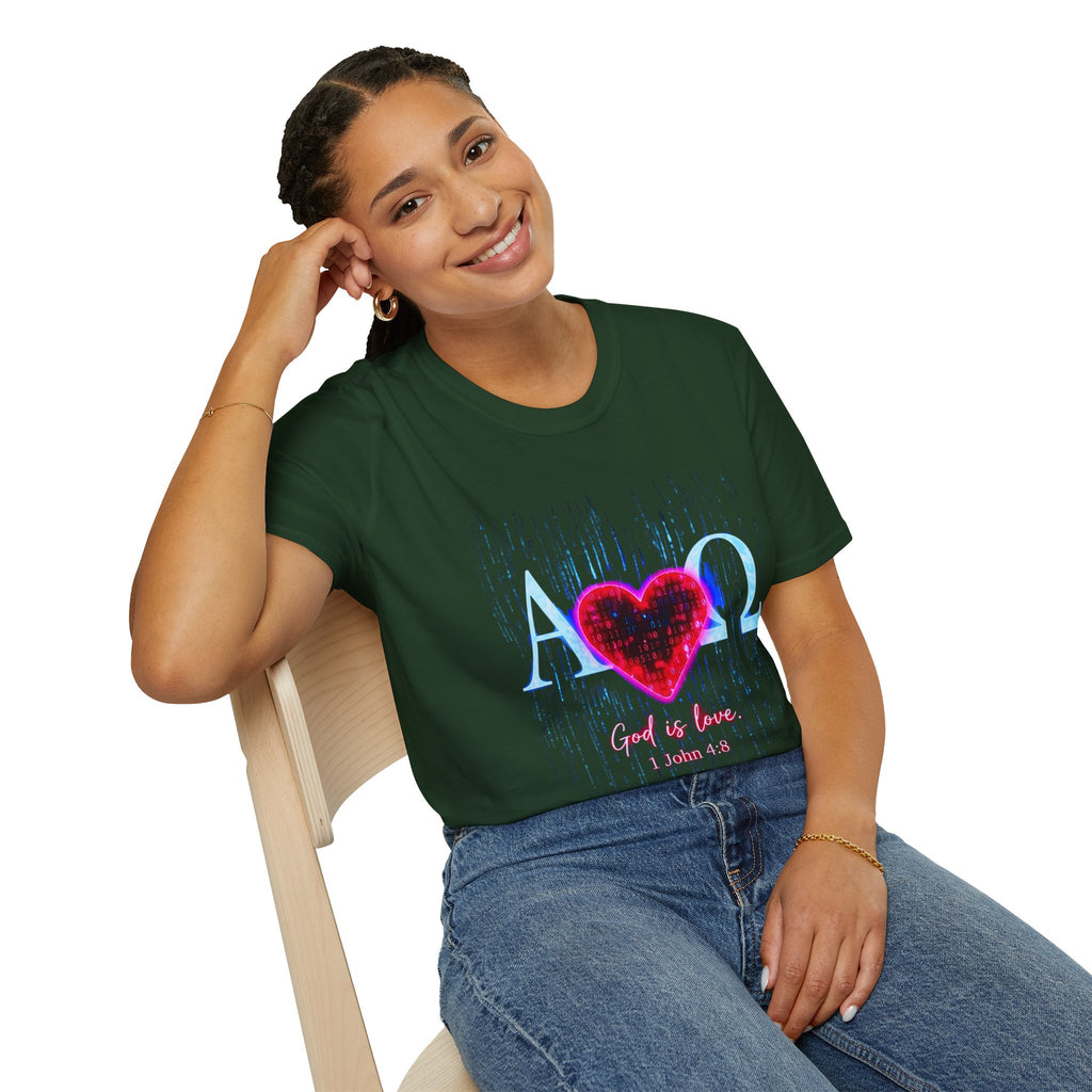Alpha Omega Heart T-Shirt | Christian Scripture John 3:16 Design