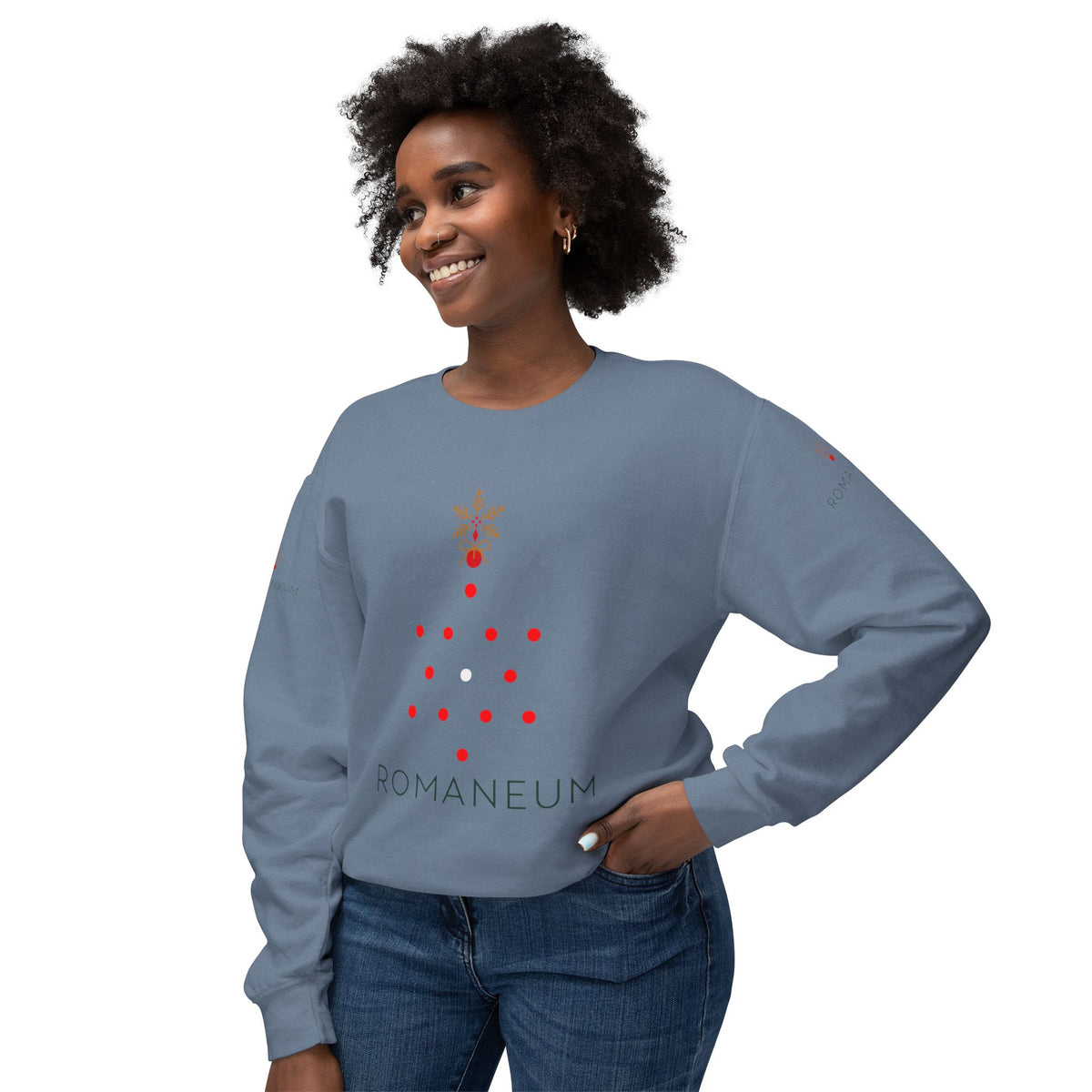 Crewneck Sweatshirt — Minimal Holiday Tree "Romaneum" Design