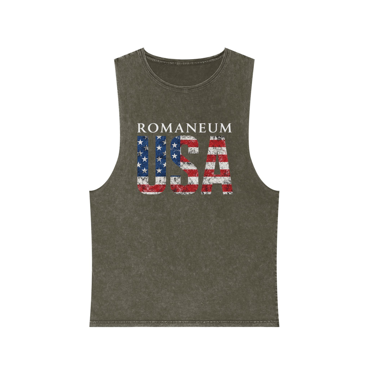 Romanеum USA Stonewash Tank — Vintage American Flag Muscle Tee