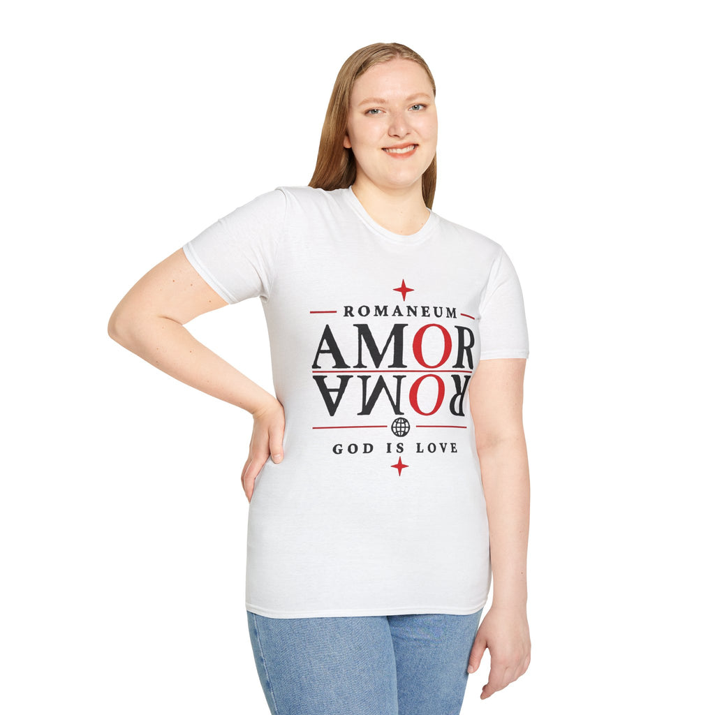 Amor/Roma 'ROMANEUM' Graphic T‑Shirt — 'AMOR' Reflection Design (God Is Love)