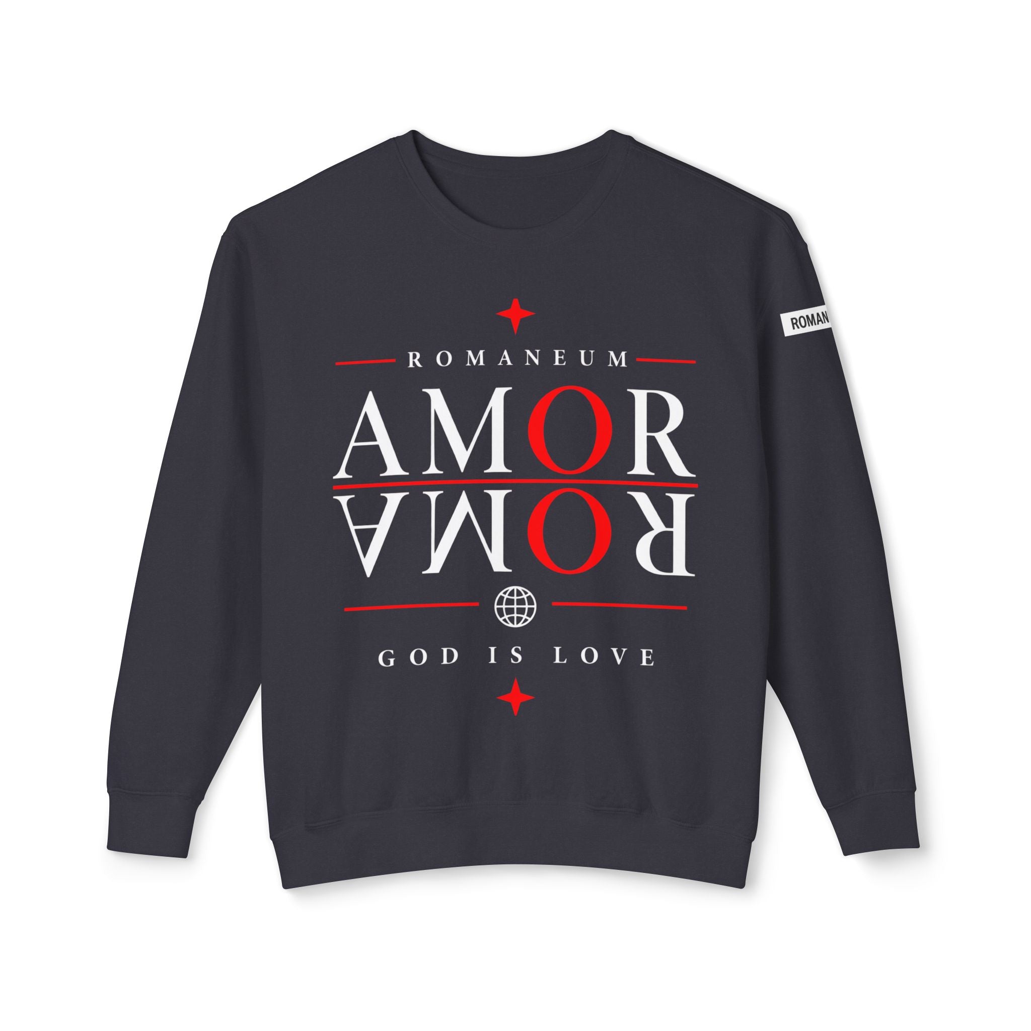 Romaneum Amor Crewneck Sweatshirt — God Is Love Graphic